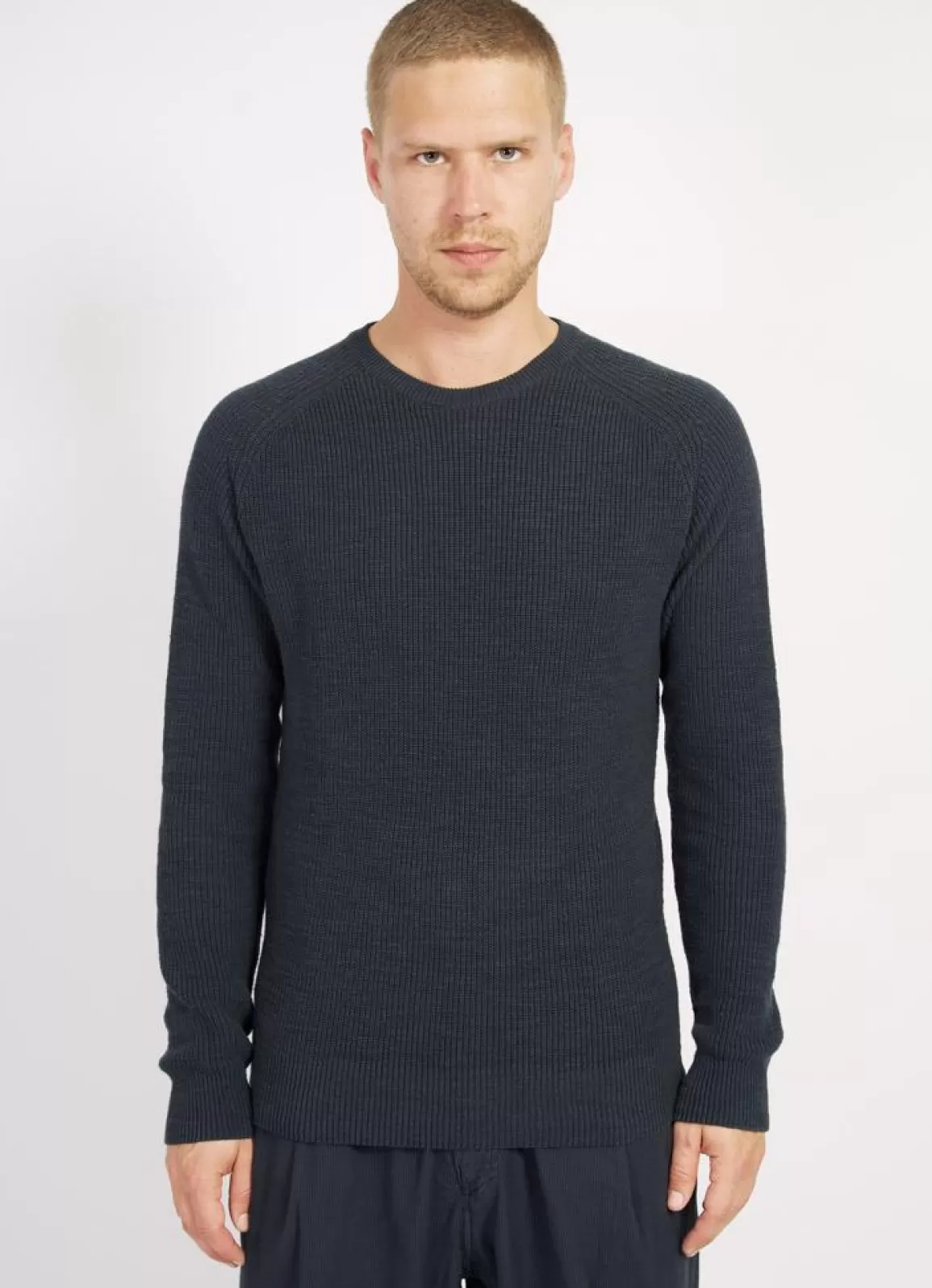 Best Sale Alfred | Knitted Basic Crewneck | Blue Knitwear