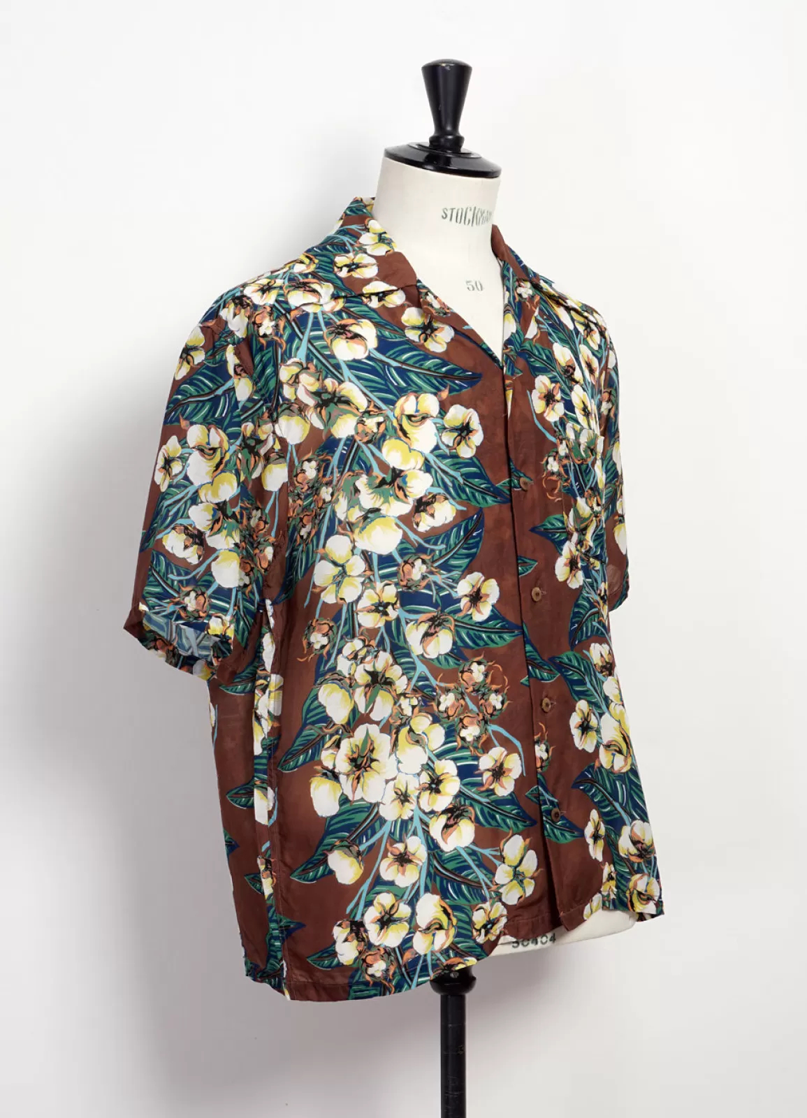 Fashion Aloha Shirt | Silk Rayon Flower Shirt | Brown Shirts