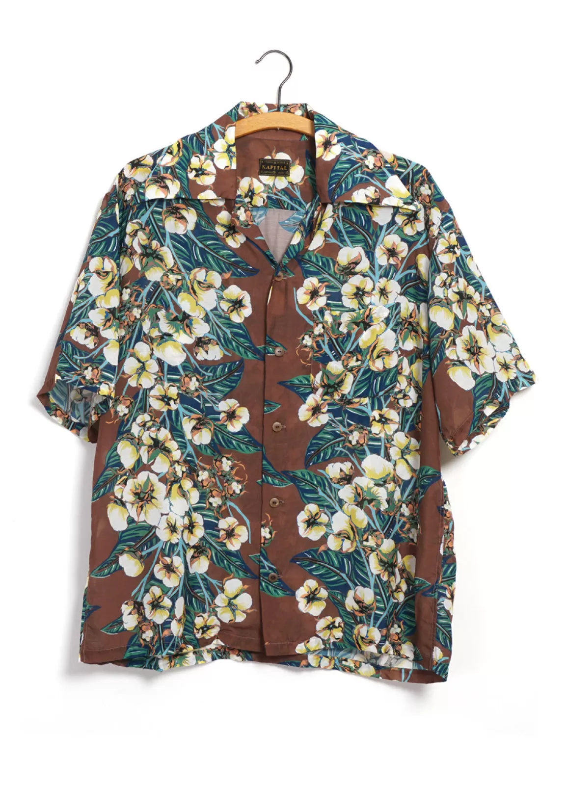 Fashion Aloha Shirt | Silk Rayon Flower Shirt | Brown Shirts