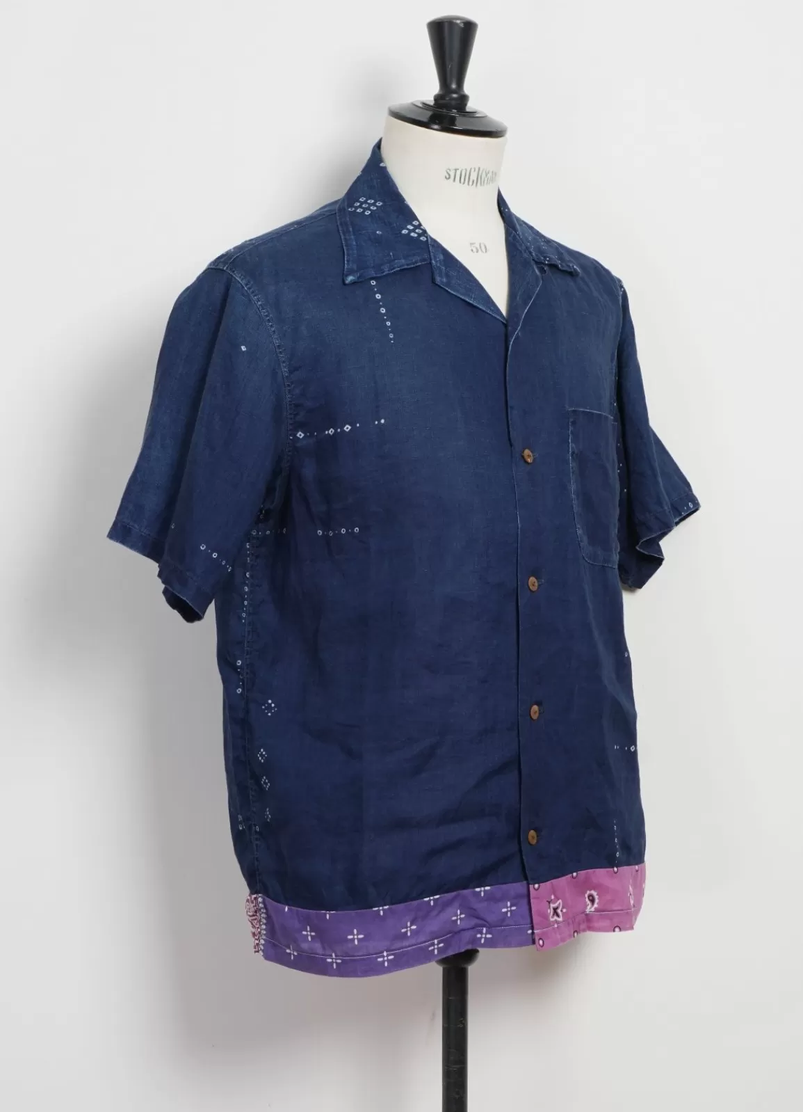 Clearance Aloha Shirt Remake | French Cloth Linen Bandana | Indigo Shirts