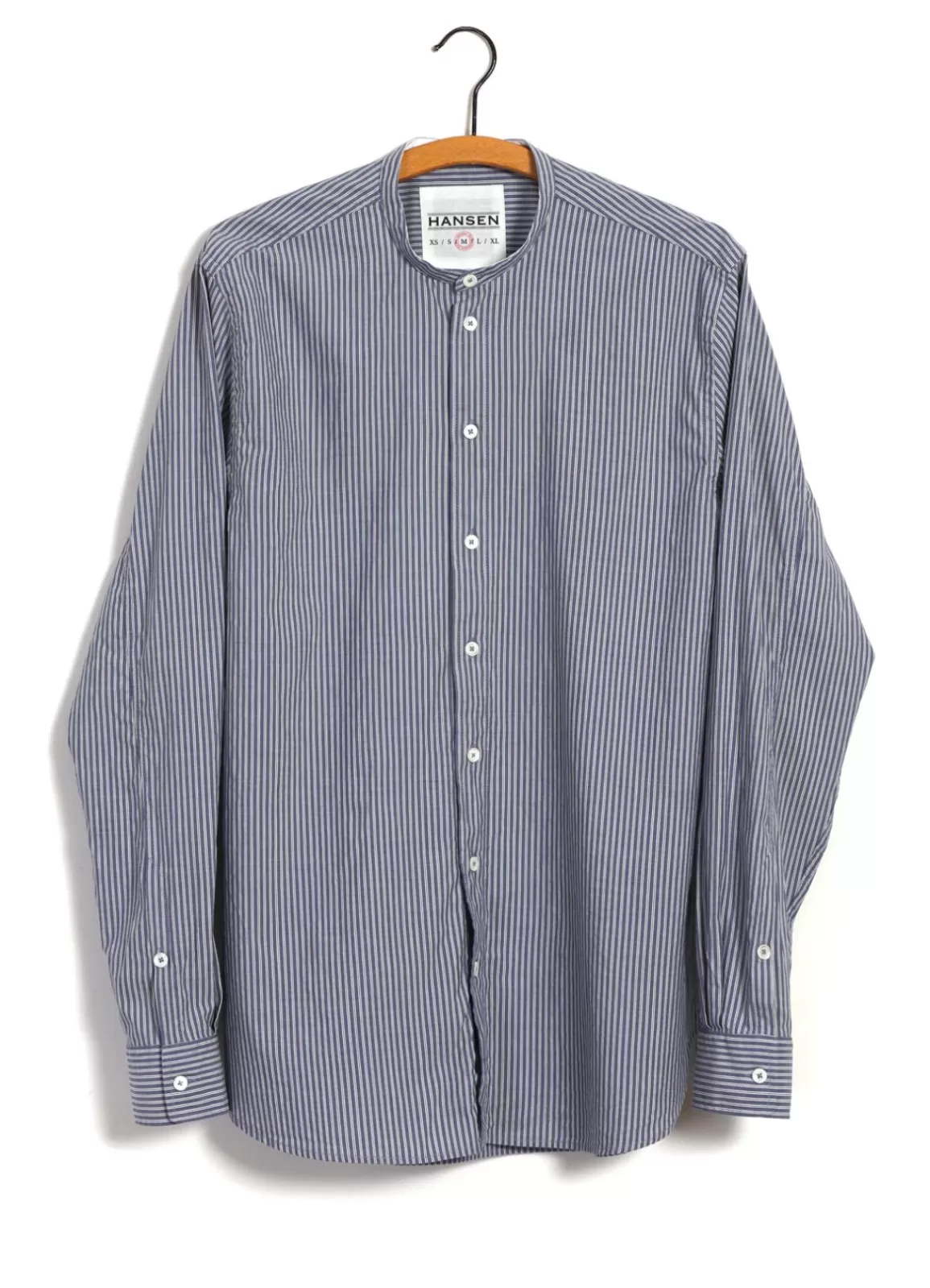 New Ante | Collarless Shirt | Small Blue Stripes Shirts