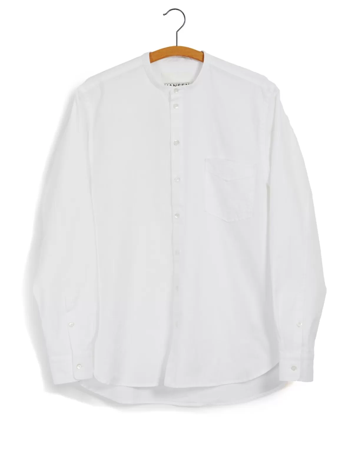 Hot Ante | Collarless Shirt With Chest Pocket | White Shirts