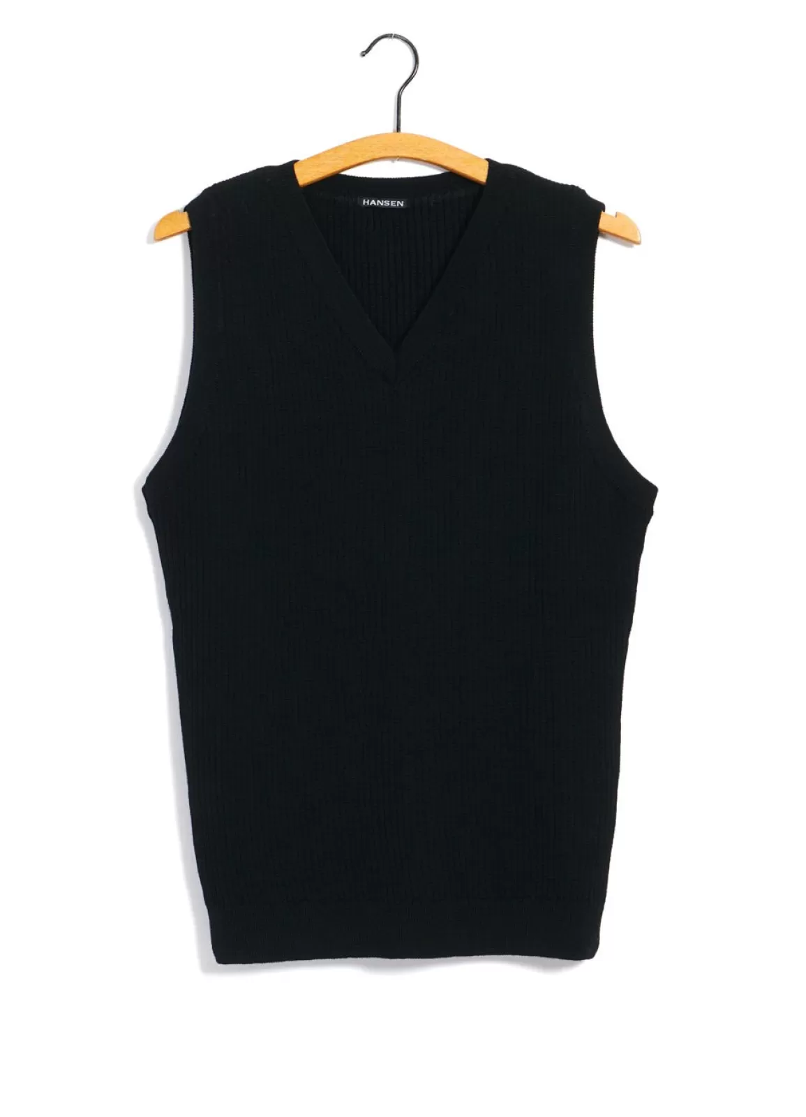 Shop Arne | Plated Rib V-Neck Slip Over | Black Black Knitwear