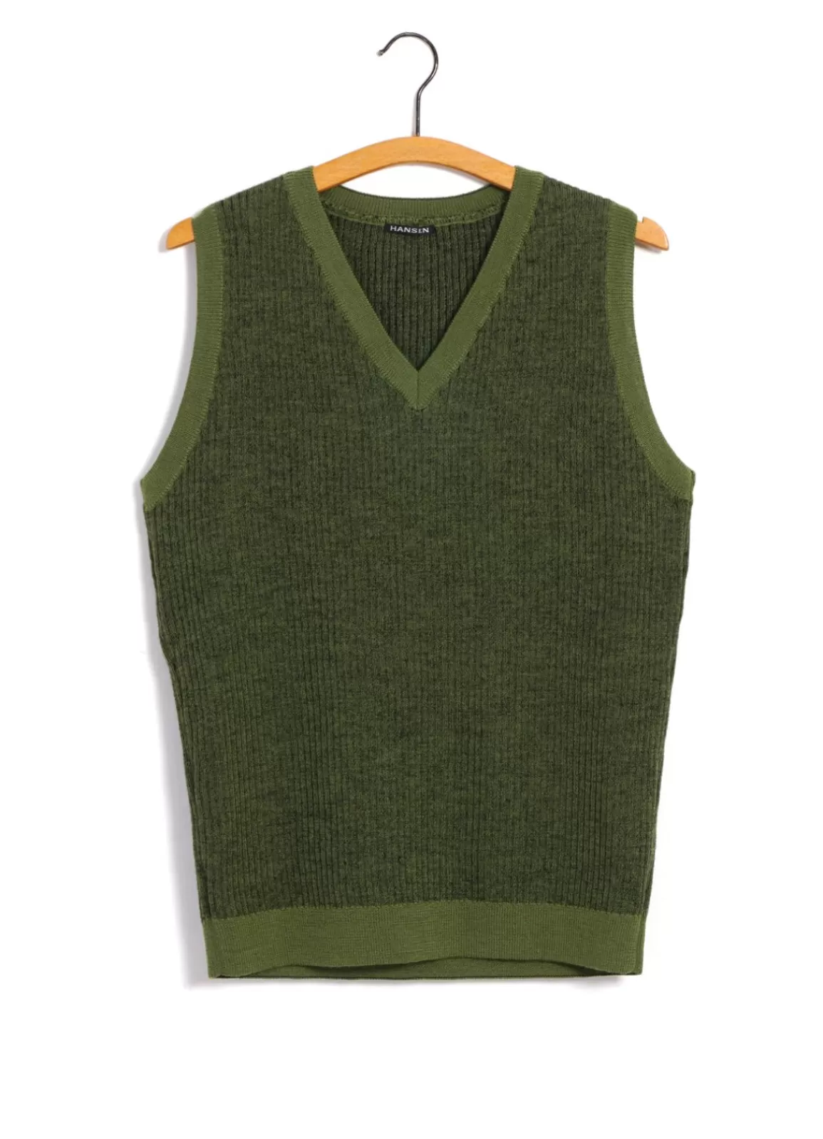 Shop Arne | Plated Rib V-Neck Slip Over | Black Green Knitwear