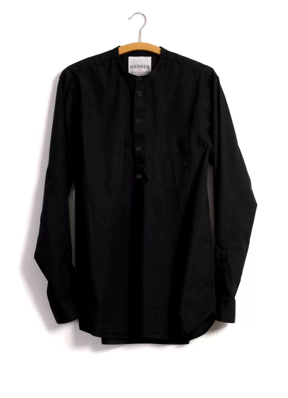 Fashion Arthur | Collarless Pull-On Shirt | Black Shirts