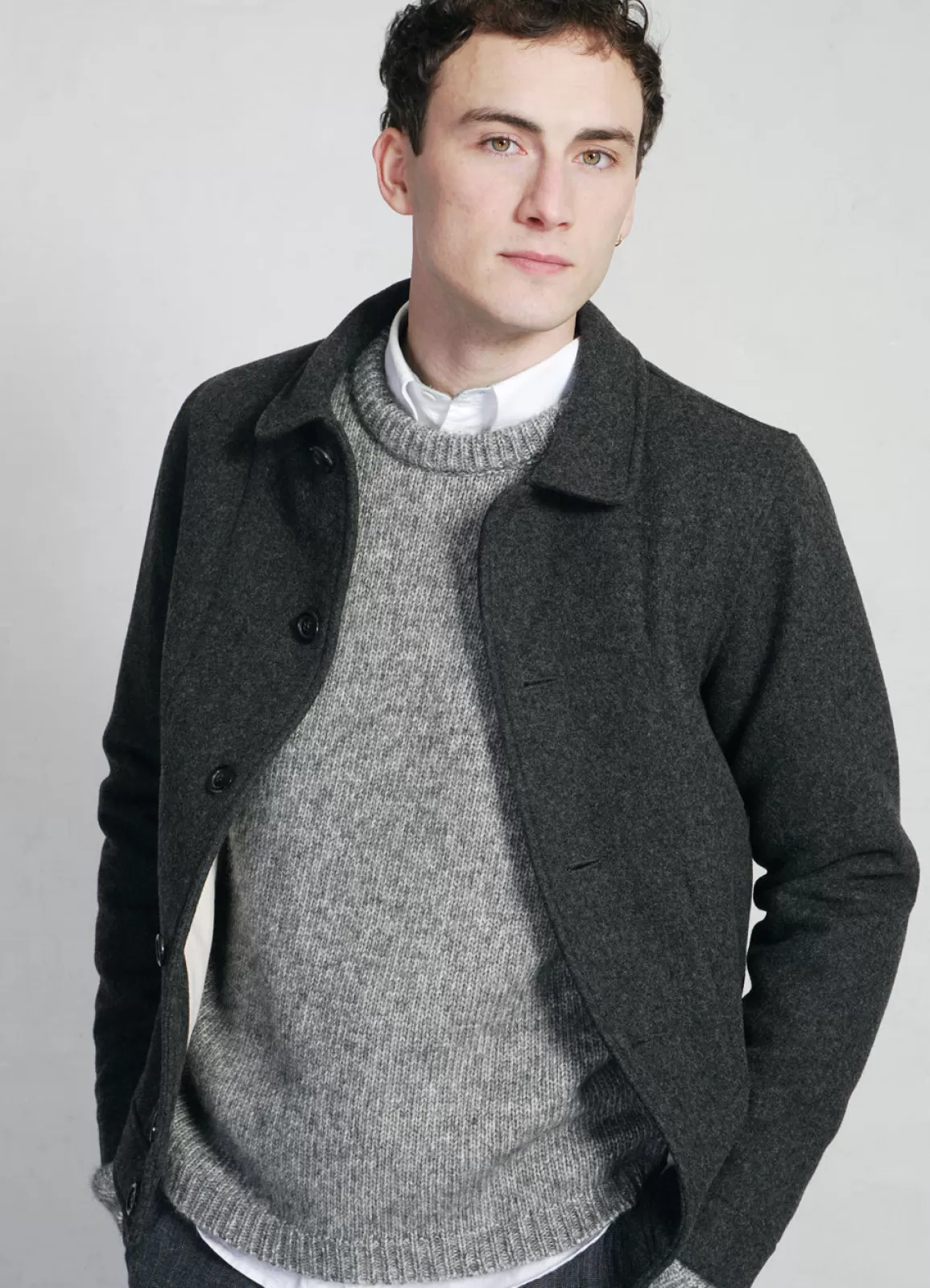 Flash Sale Atlas | Short Wool Felt Jacket | Grey Melange Jacket & Coats