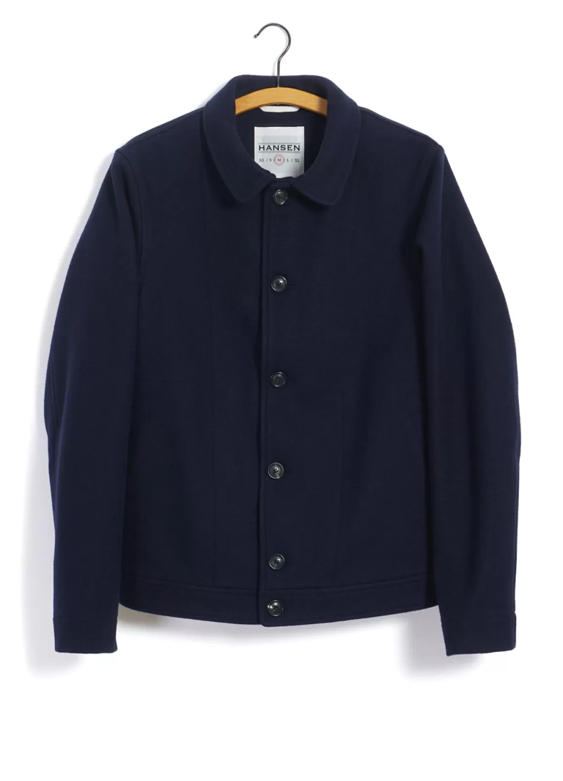 Fashion Atlas | Short Wool Felt Jacket | Solid Blue Jacket & Coats