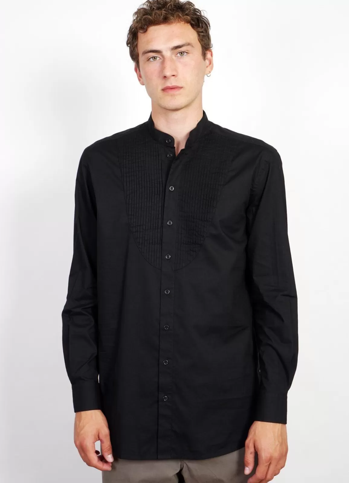 Best Sale Basse | Pleated Bib Shirt | Black Shirts