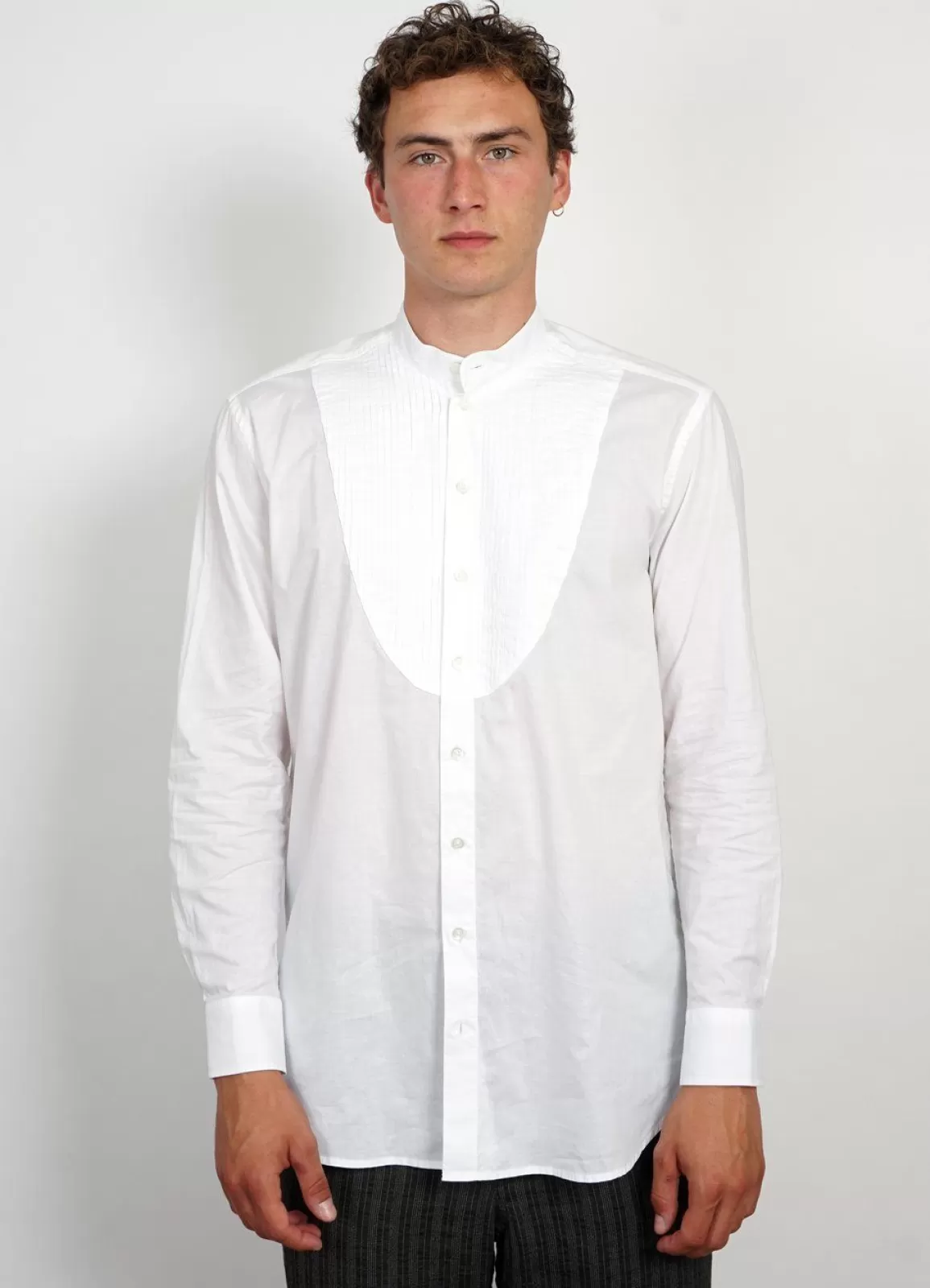 Fashion Basse | Pleated Bib Shirt | White Shirts