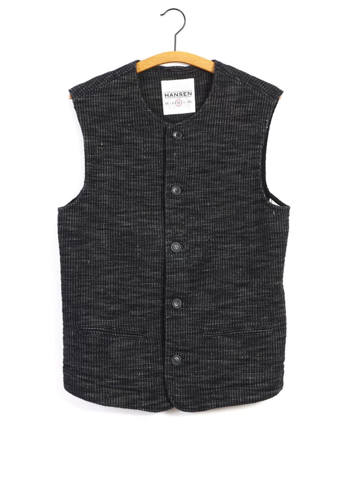 Outlet Ben | Crew Neck Waistcoat | Black Hemp Waistcoats