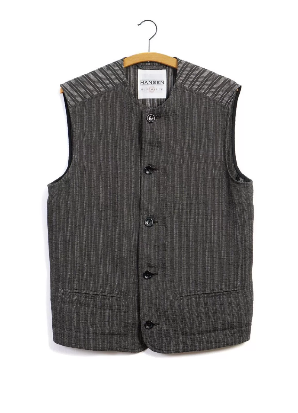 Shop Ben | Crewneck Waistcoat | Taupe Stripes Waistcoats