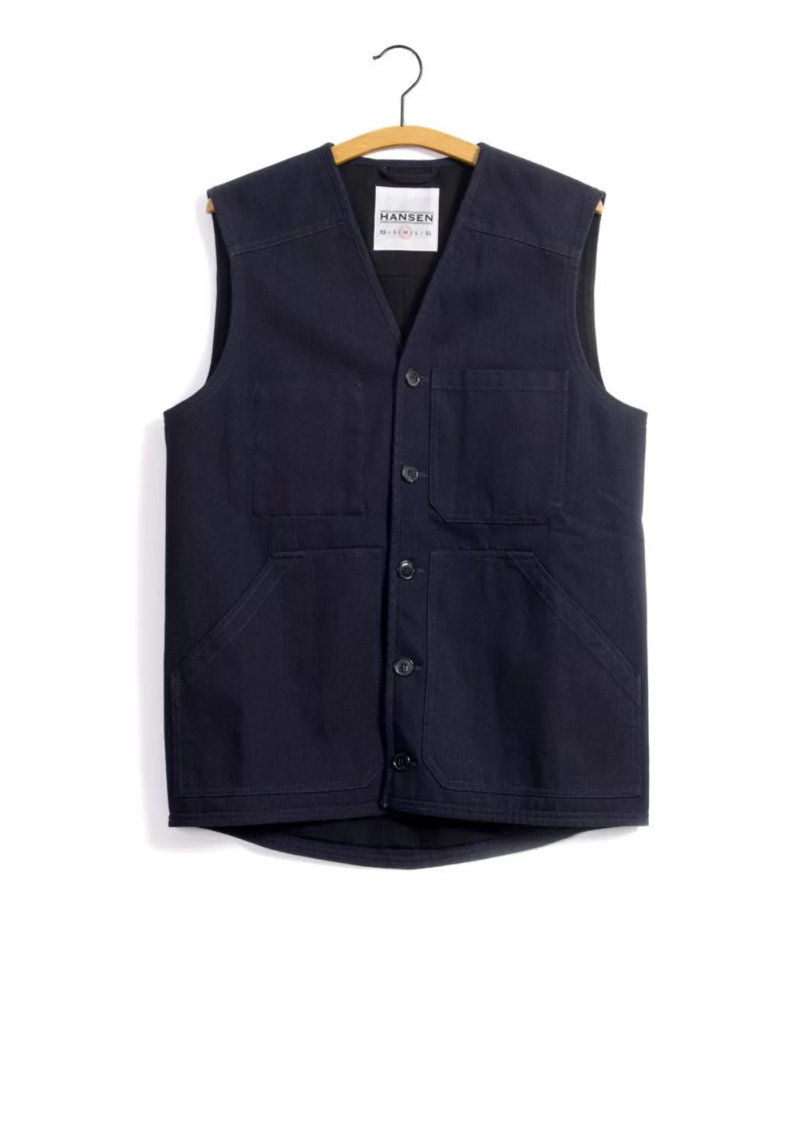 Outlet Bernt | Wool Lined Work Vest | Black Indigo Waistcoats