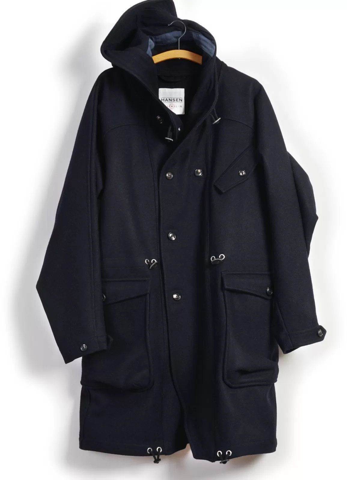 Cheap Bjarne | Long Wool Felt Parka | Classic Navy Jacket & Coats