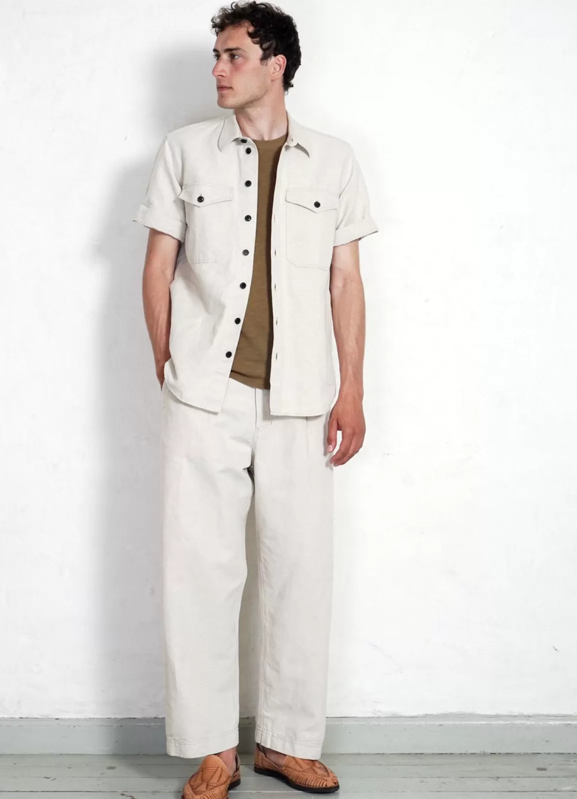 Online Bobby | Super Wide Pleated Trousers | Flax Nature Trousers