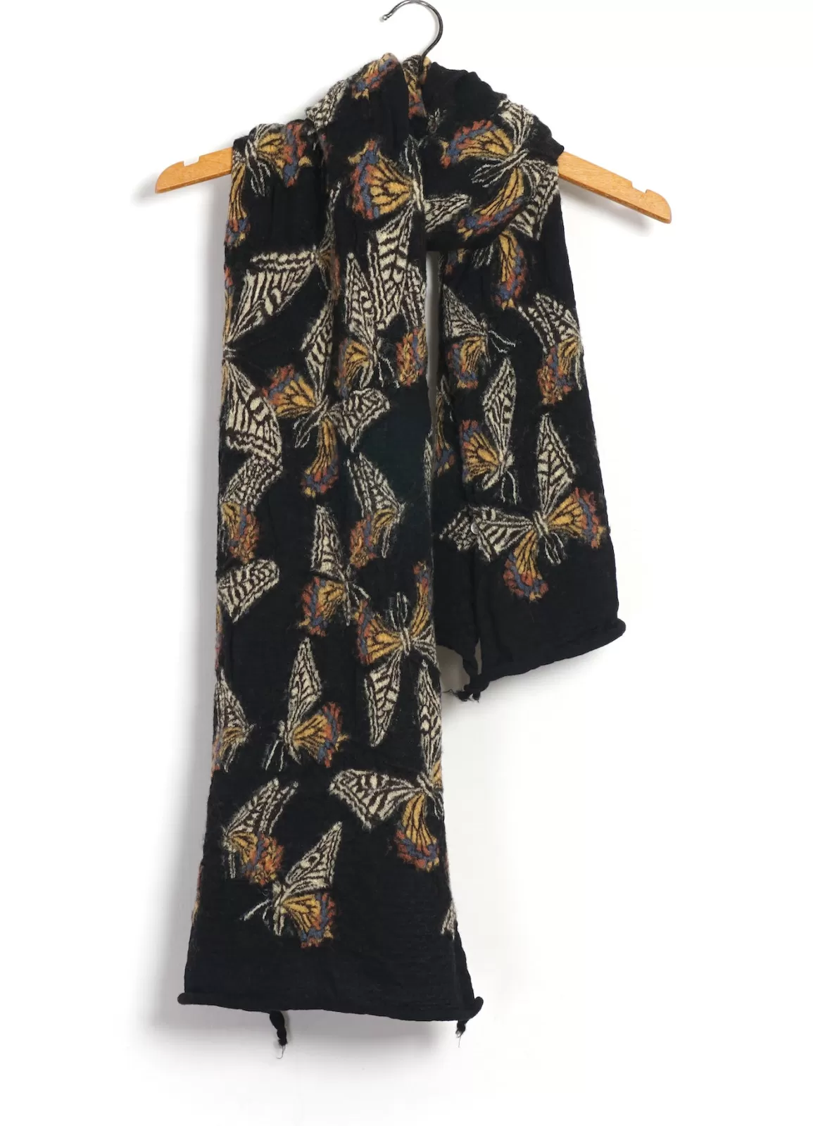 Flash Sale Butterfly | Compressed Wool Scarf | Black Scarves