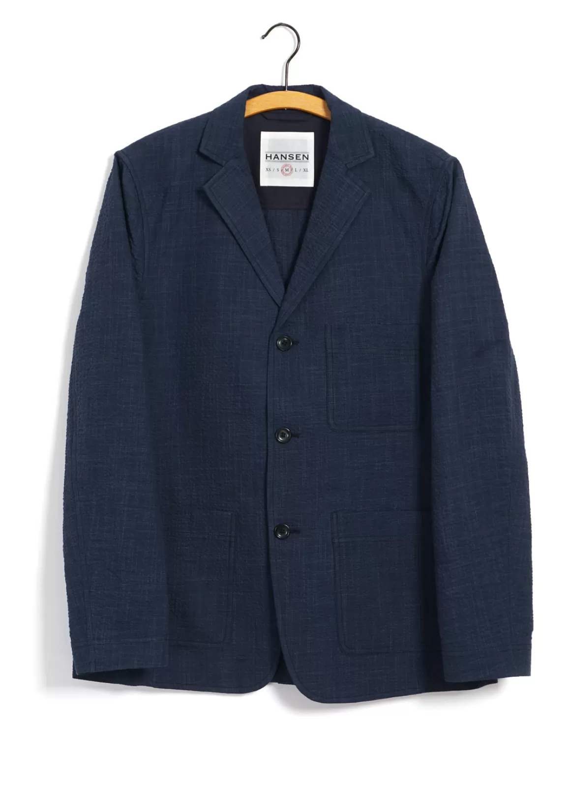 New Charlie | Easy Three Button Blazer | Crinkle Blue Blazers