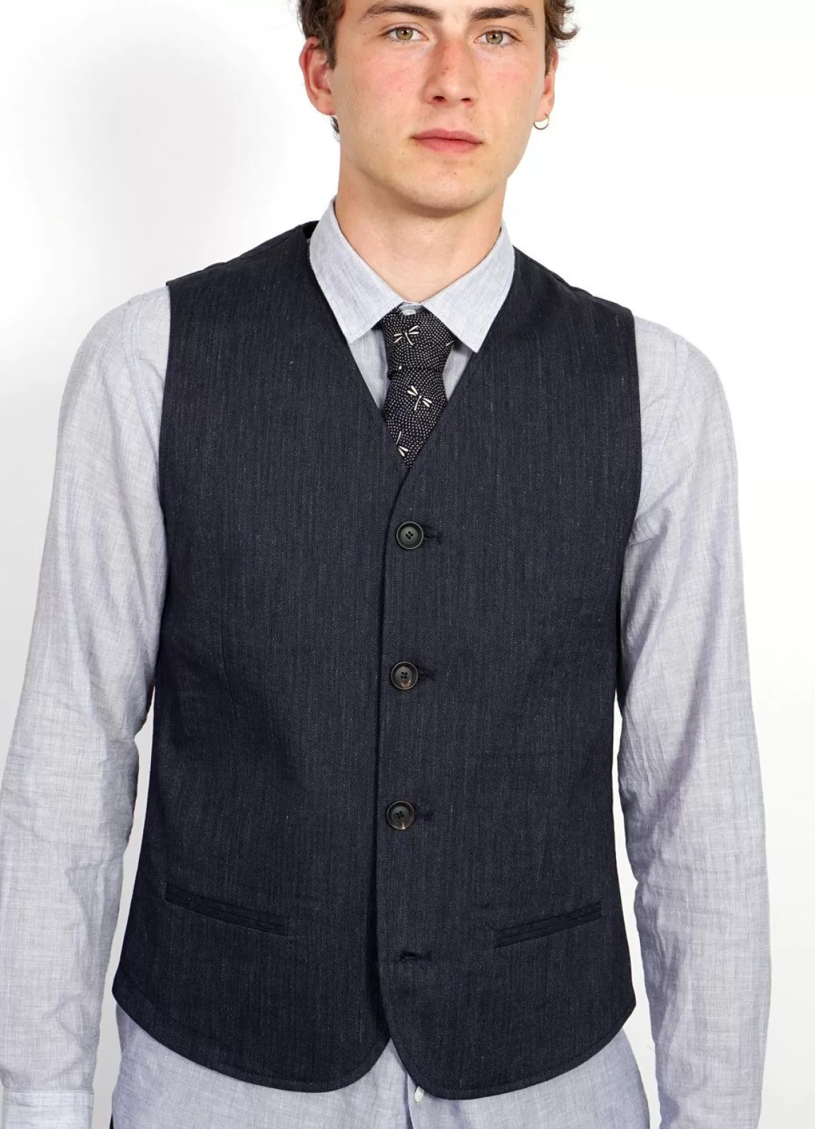 Shop Daniel | Four Button Waistcoat | Navy Melange Waistcoats