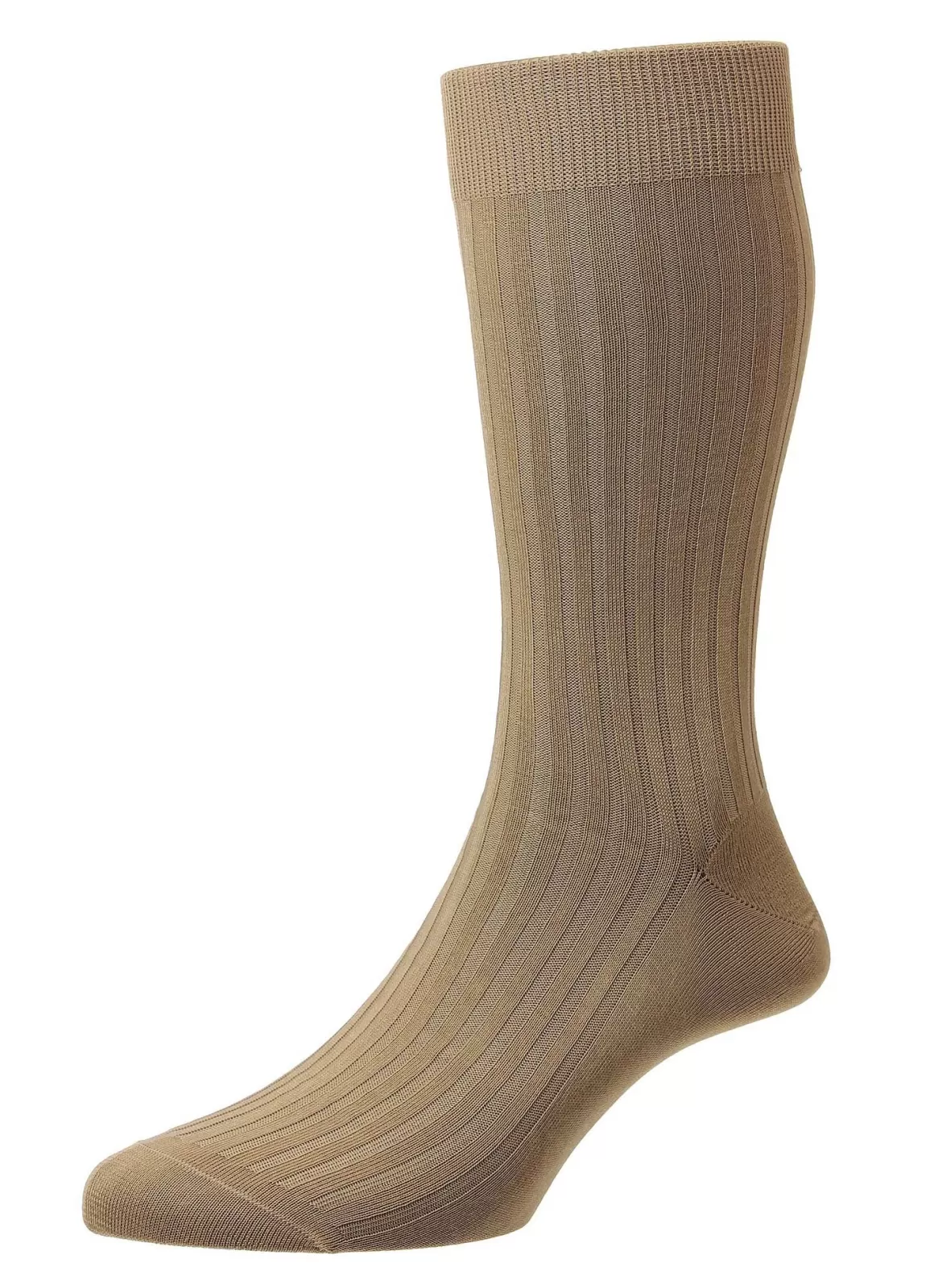 Discount Danvers | Classic 5X3 Rib Mercerised Cotton | Light Khaki Socks