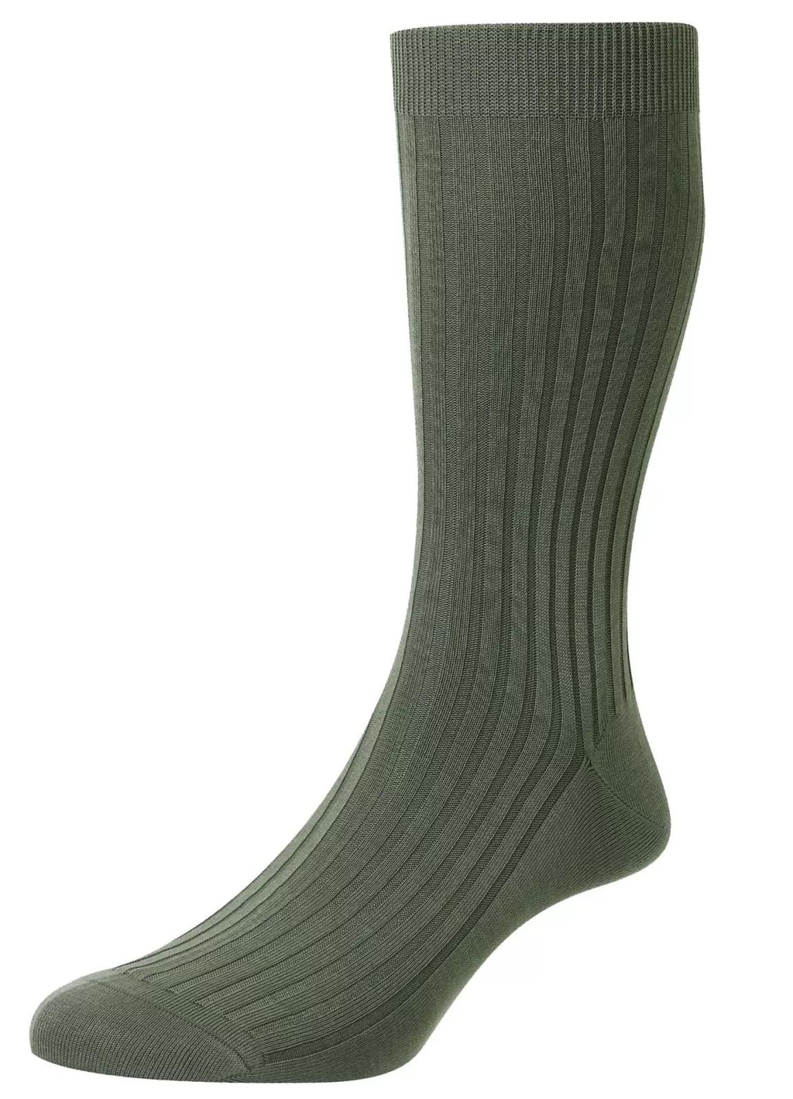 Hot Danvers | Classic 5X3 Rib Mercerised Cotton | Sage Green Socks