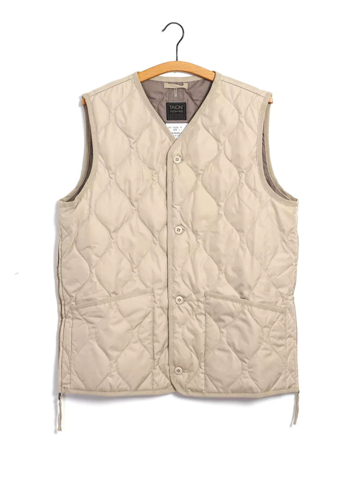 Cheap Down Vest | Military V-Neck Down Vest | Cream Jacket & Coats