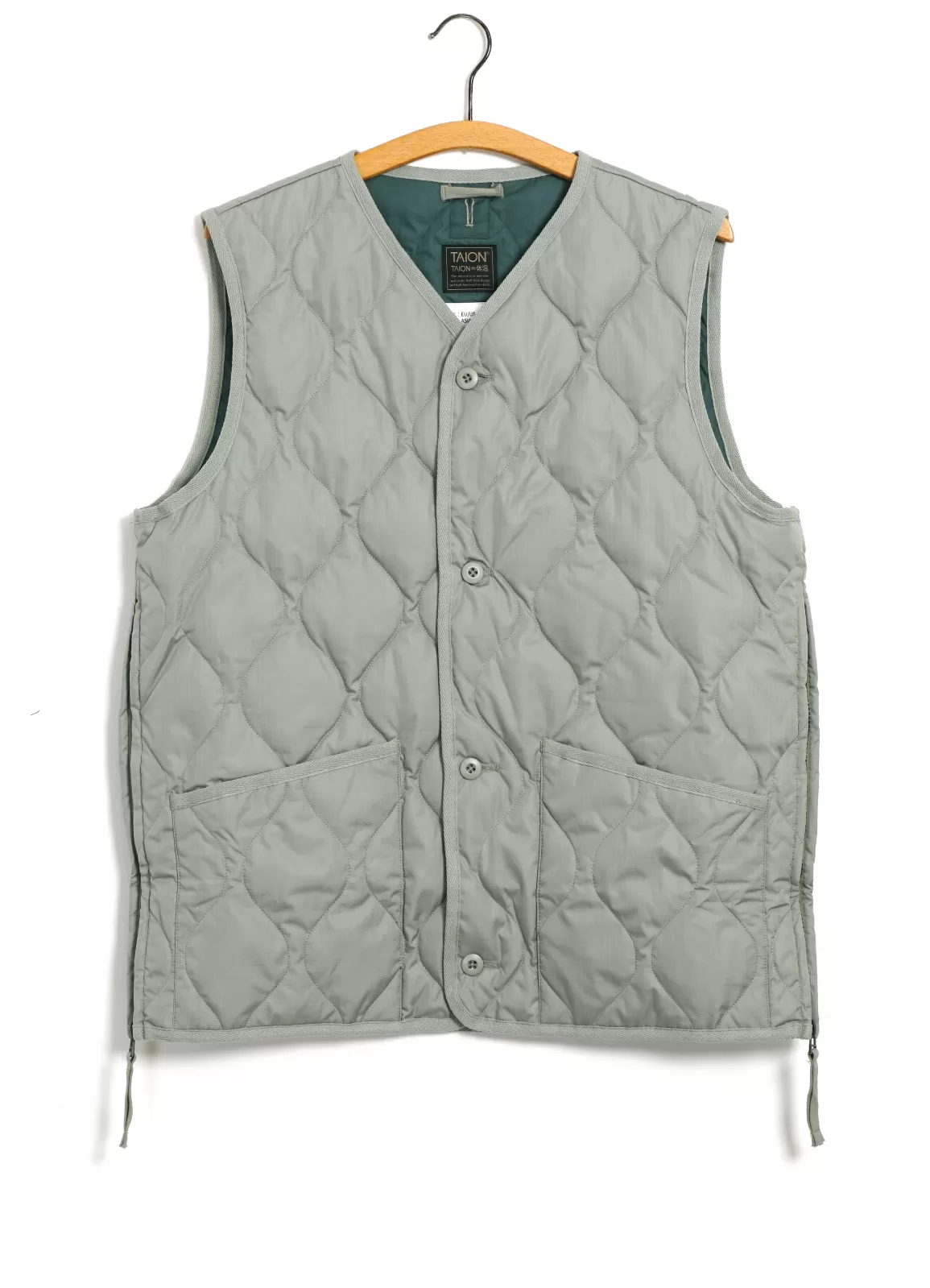 Store Down Vest | Military V-Neck Down Vest | Sage Green Jacket & Coats