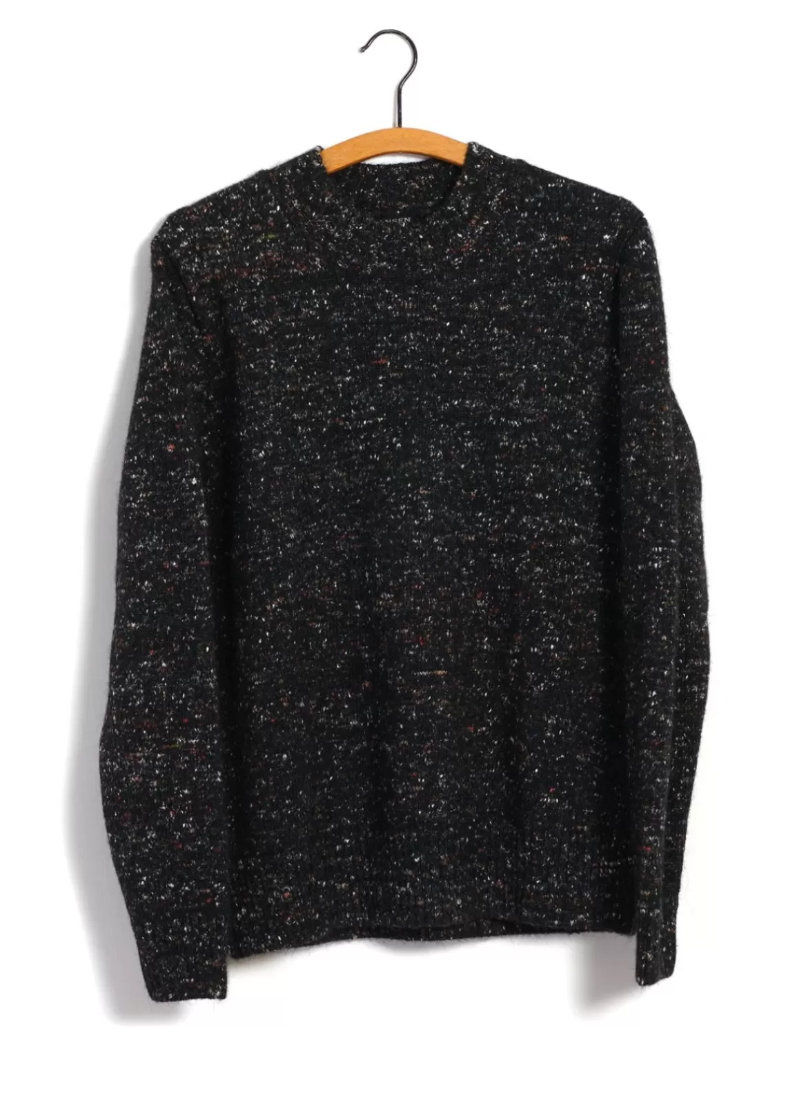 Clearance Eivind | Crew Neck Rib Sweater | Donegal Black Knitwear