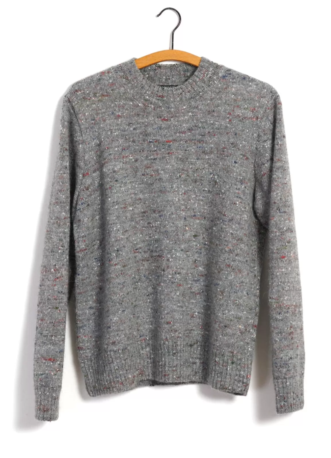 Store Eivind | Crew Neck Rib Sweater | Donegal Grey Knitwear