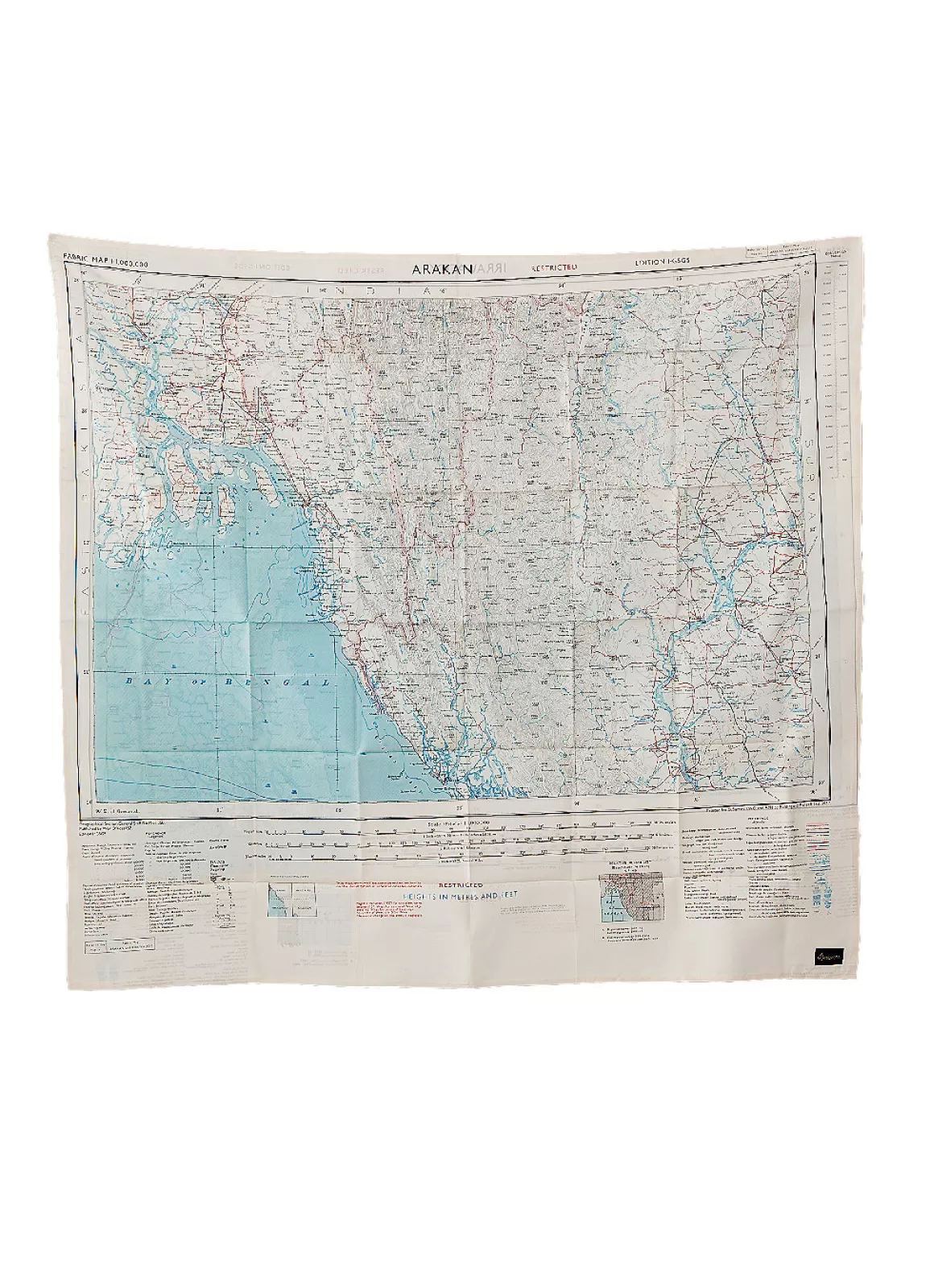 Best Sale Escape Scarf | Vintage British Army Map | Irrawaddy / Arakan Scarves