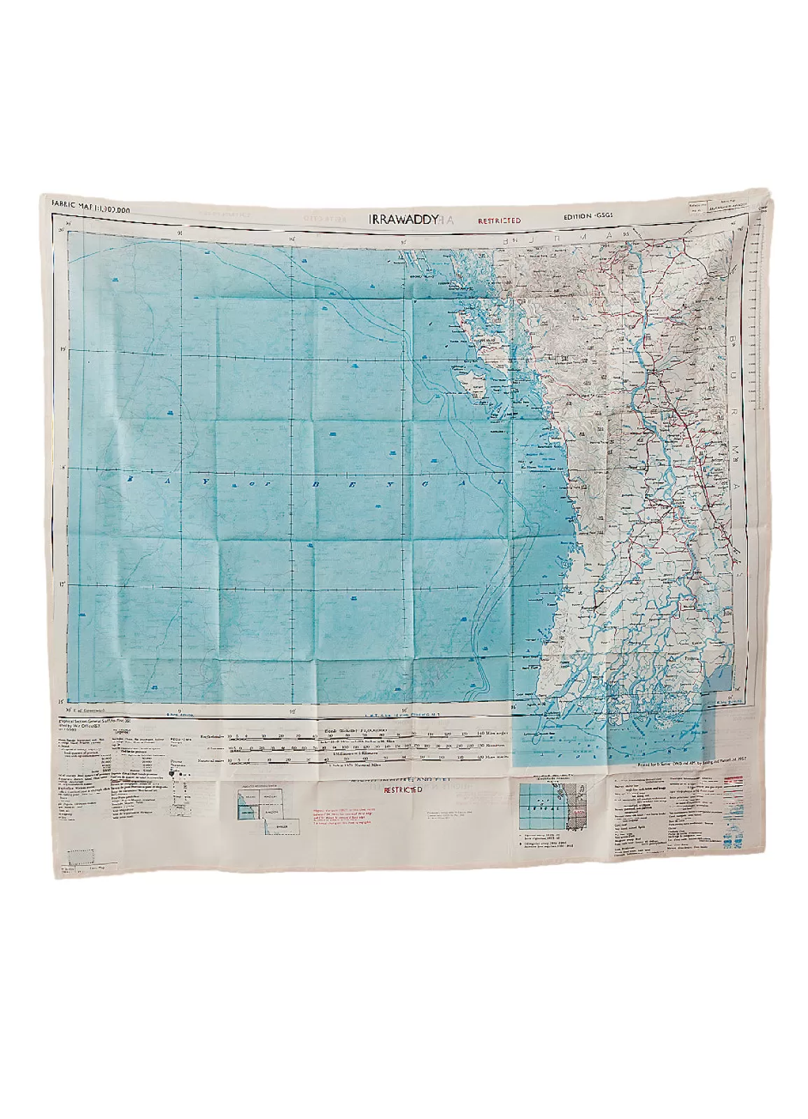 Best Sale Escape Scarf | Vintage British Army Map | Irrawaddy / Arakan Scarves