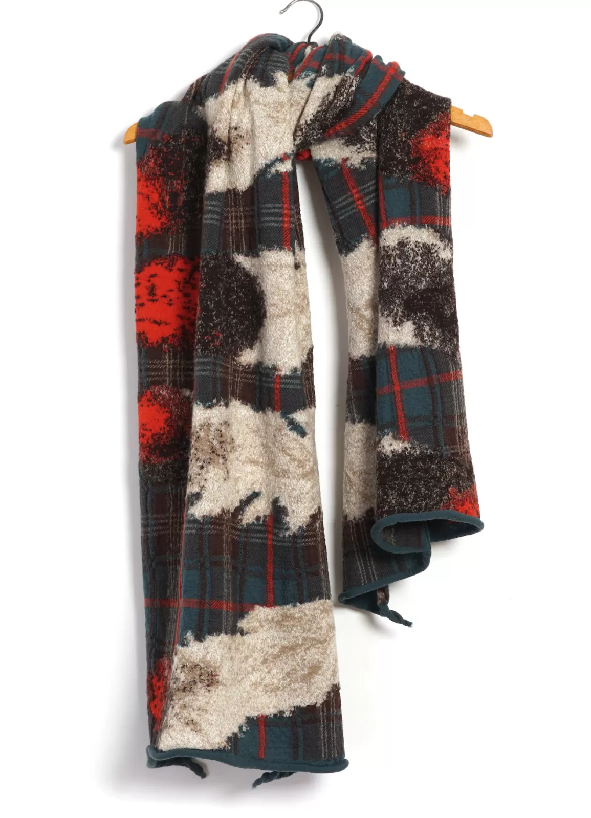 Outlet Feather Tartan | Compressed Wool Scarf | Green Scarves