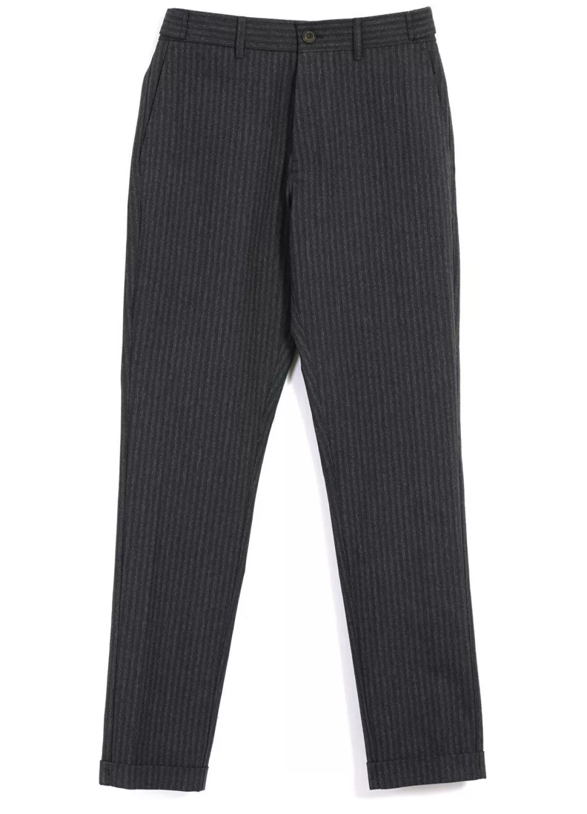 Online Finn | Side Buckle Regular Trousers | Grey Pin Suiting