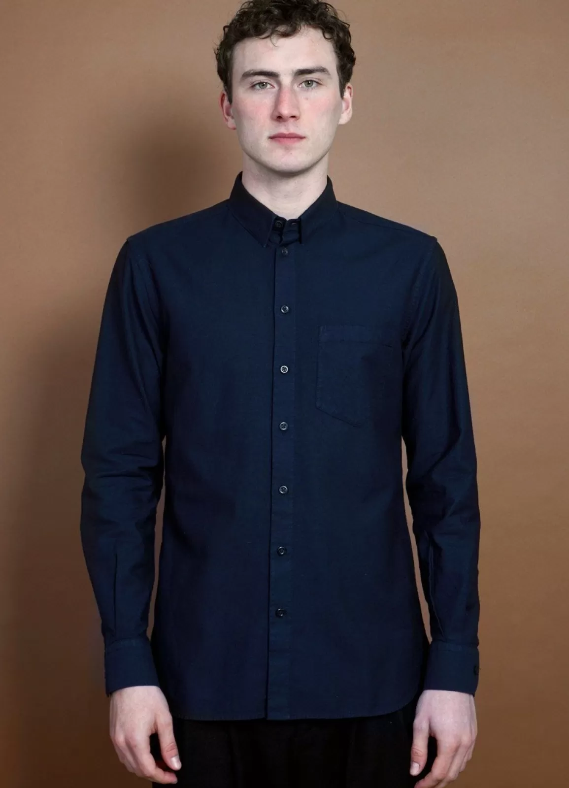 Sale Haakon | Hidden Button Down Shirt | Navy Shirts