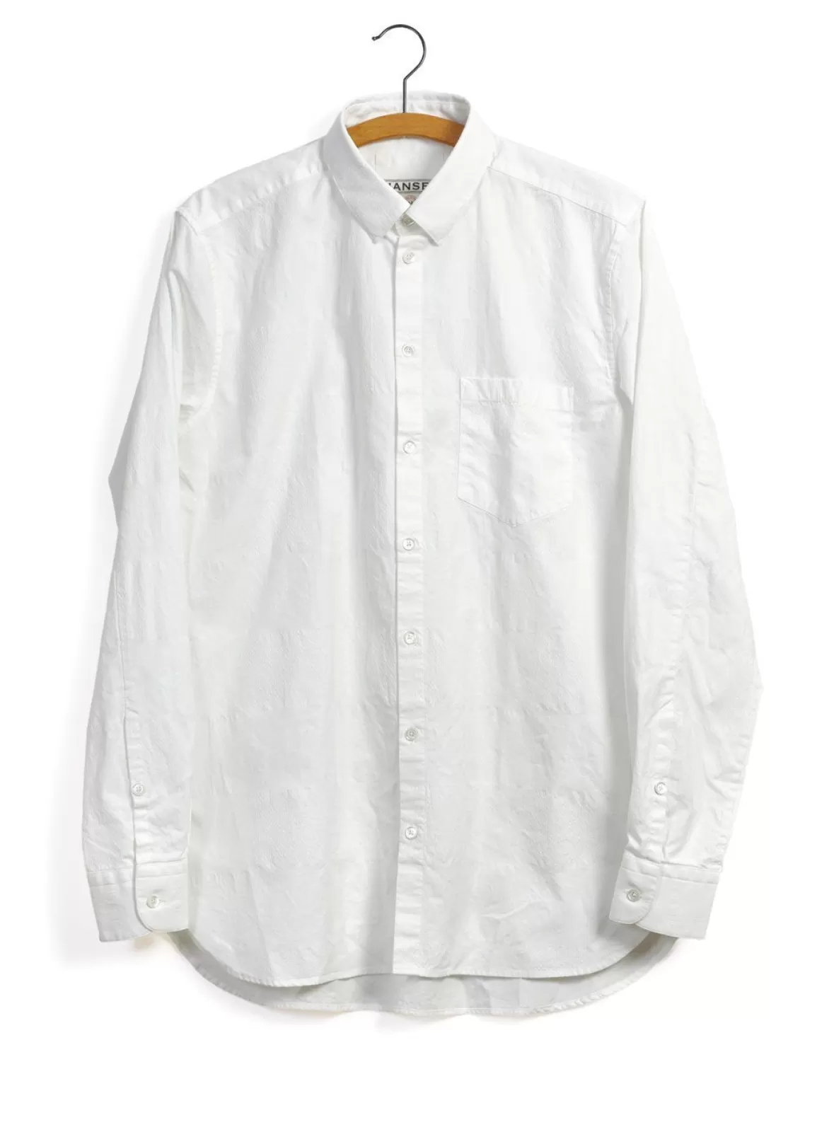 Flash Sale Haakon | Hidden Button-Down Jacquard Shirt | White Shirts