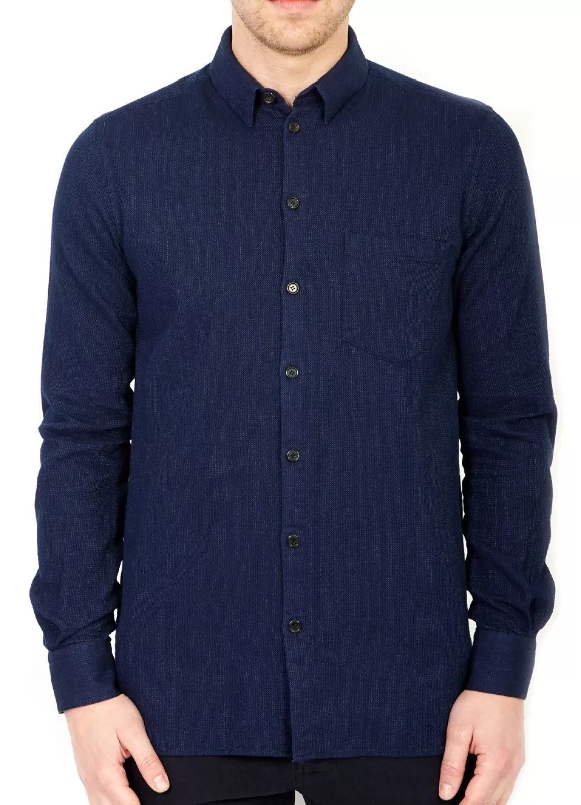 Clearance Haakon | Hidden Button-Down Shirt | Indigo Shirts