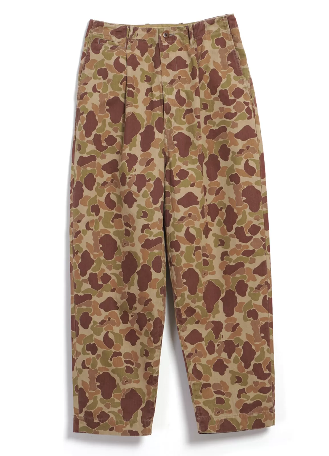 Shop Happy Peek-A-Boo | Herringbone Camo Neem Pants | Beige/Khaki Trousers