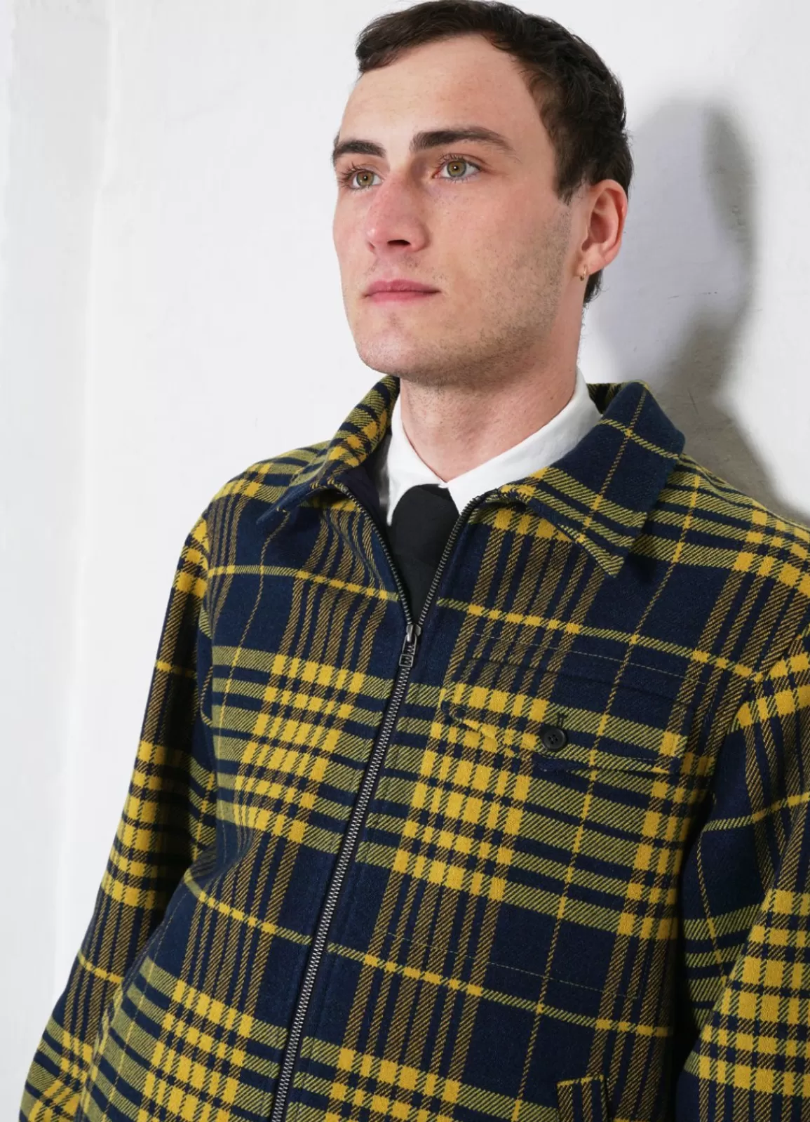 Clearance Jarle | Casual Zipper Jacket | Yellow Check Jacket & Coats