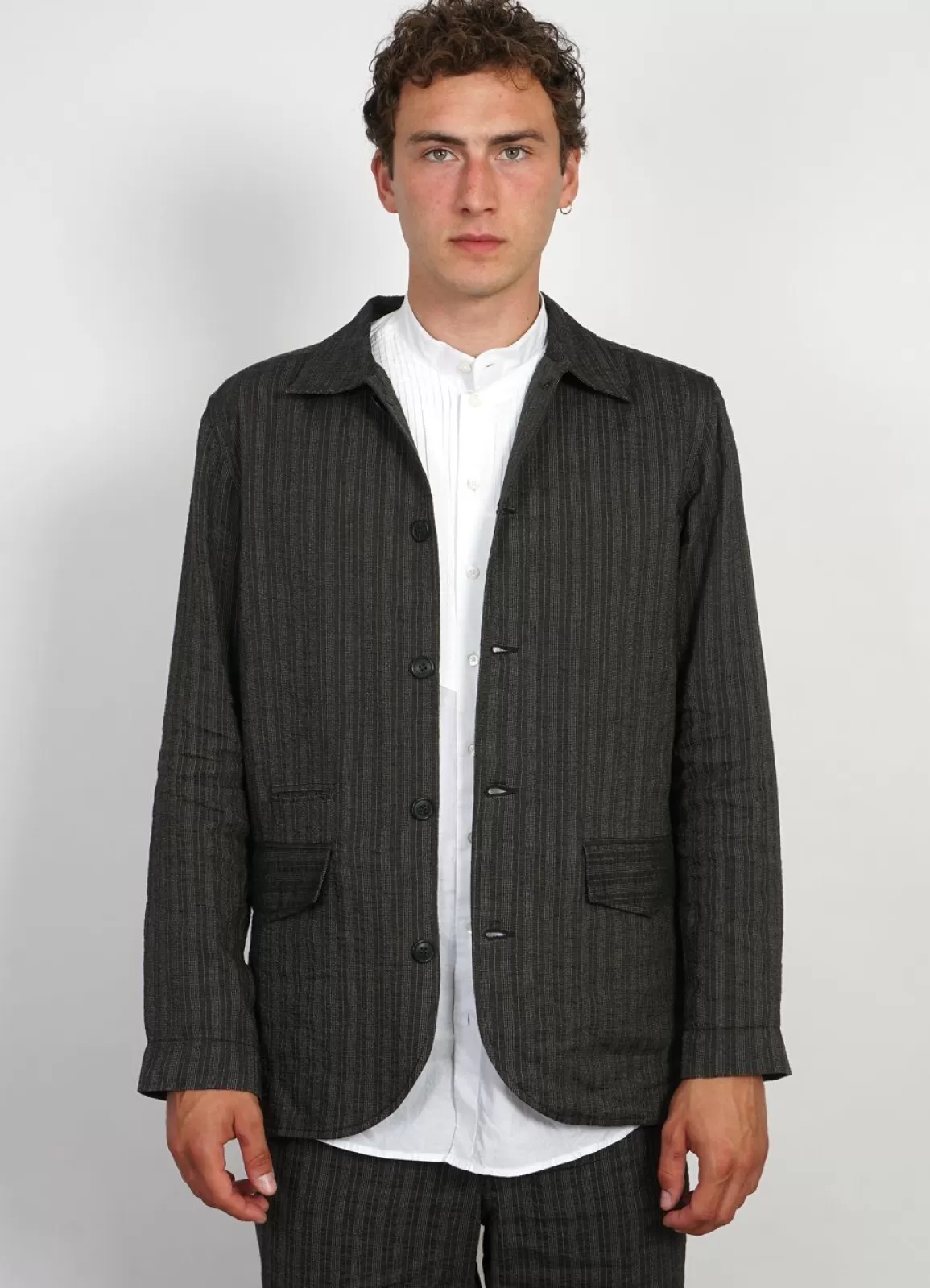 Sale Johannes | Casual Blazer Jacket | Taupe Stripes Suiting