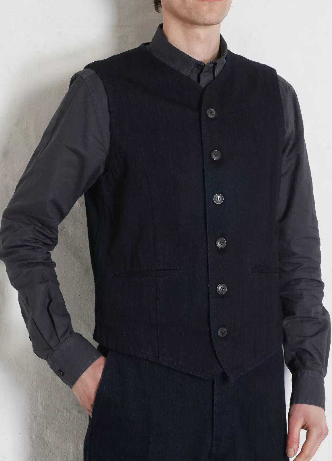 Sale Kaj | Casual Waistcoat | Black Indigo Waistcoats