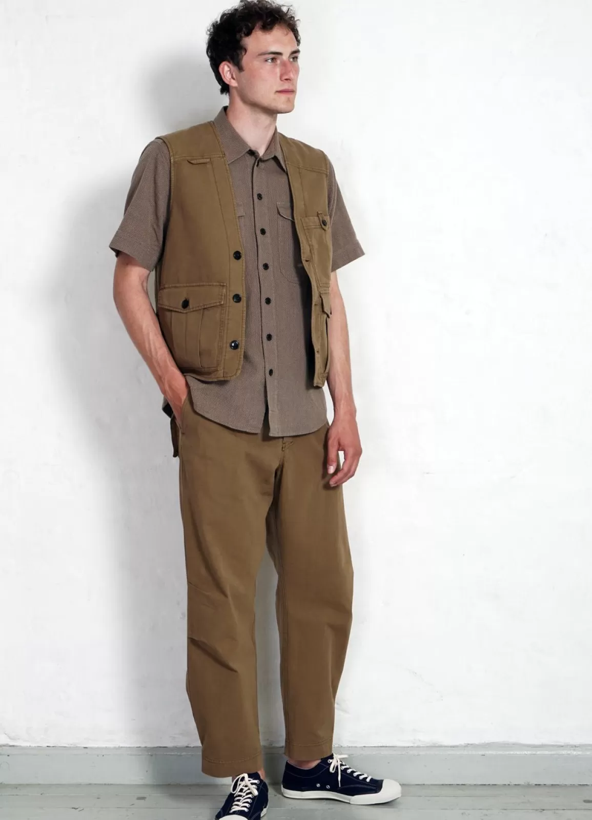 Clearance Karlo | Wide Cut Utility Trousers | Khaki Trousers