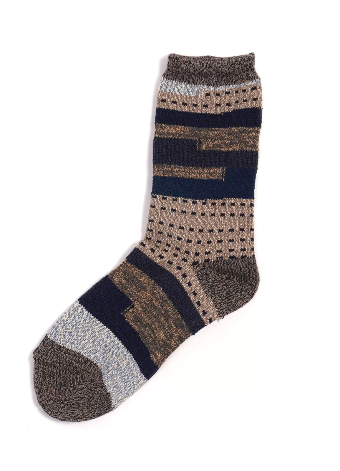 Fashion Komon Kogin | 84 Yarns Patchwork Socks | Beige Socks