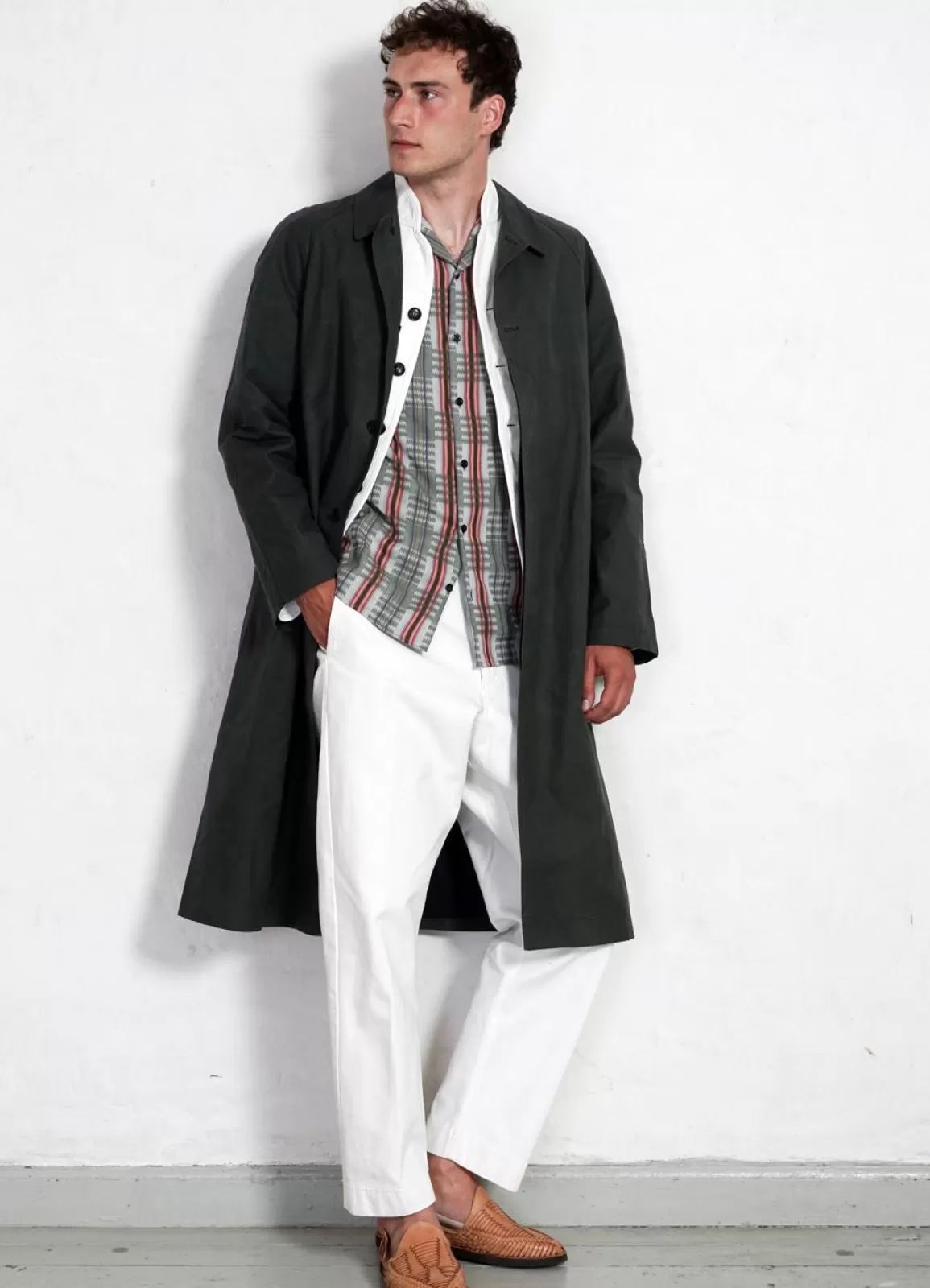 Outlet Morten | Long Windbreaker Coat | Dark Sage Jacket & Coats