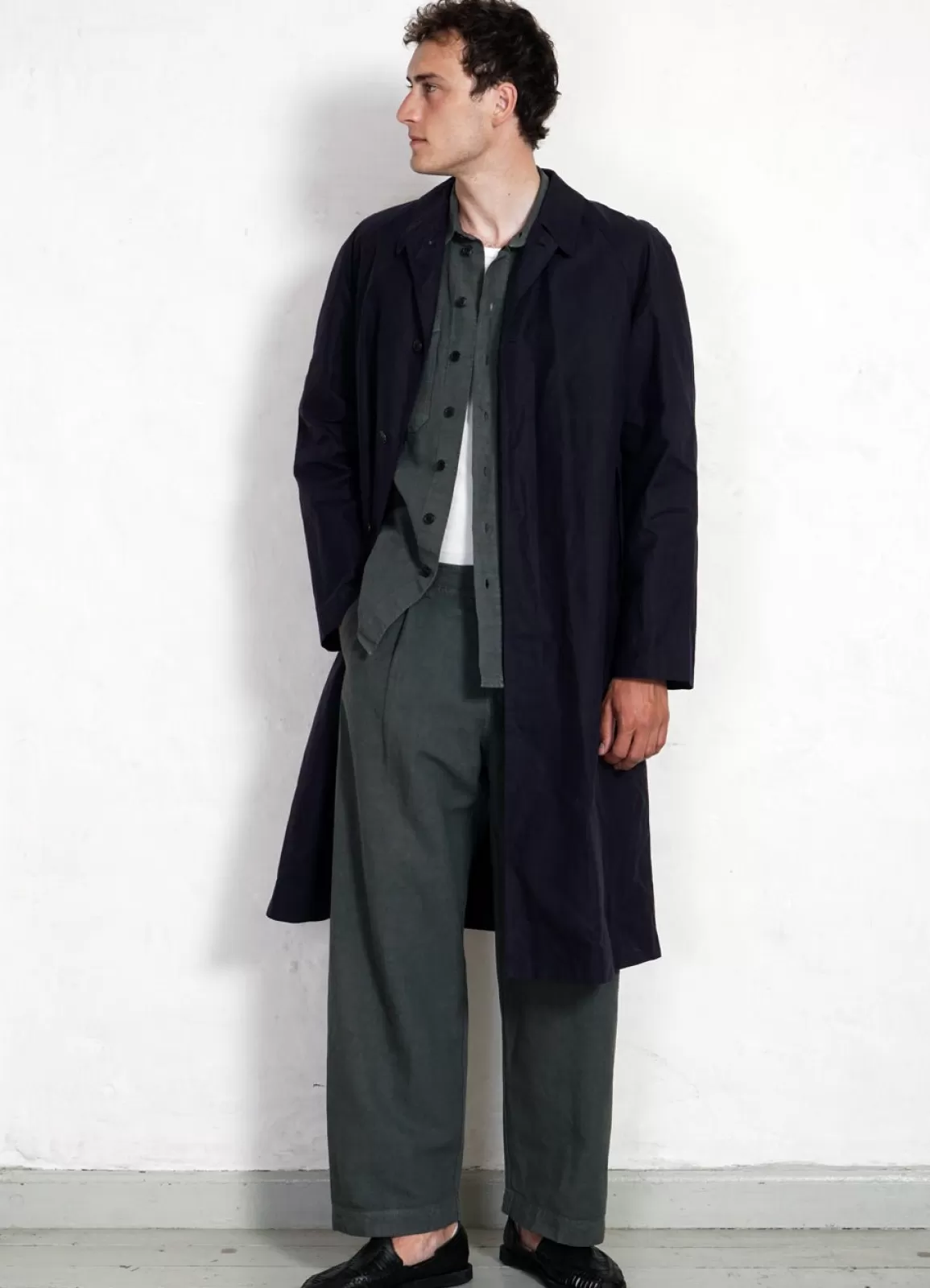 Shop Morten | Long Windbreaker Coat | Deep Sea Jacket & Coats