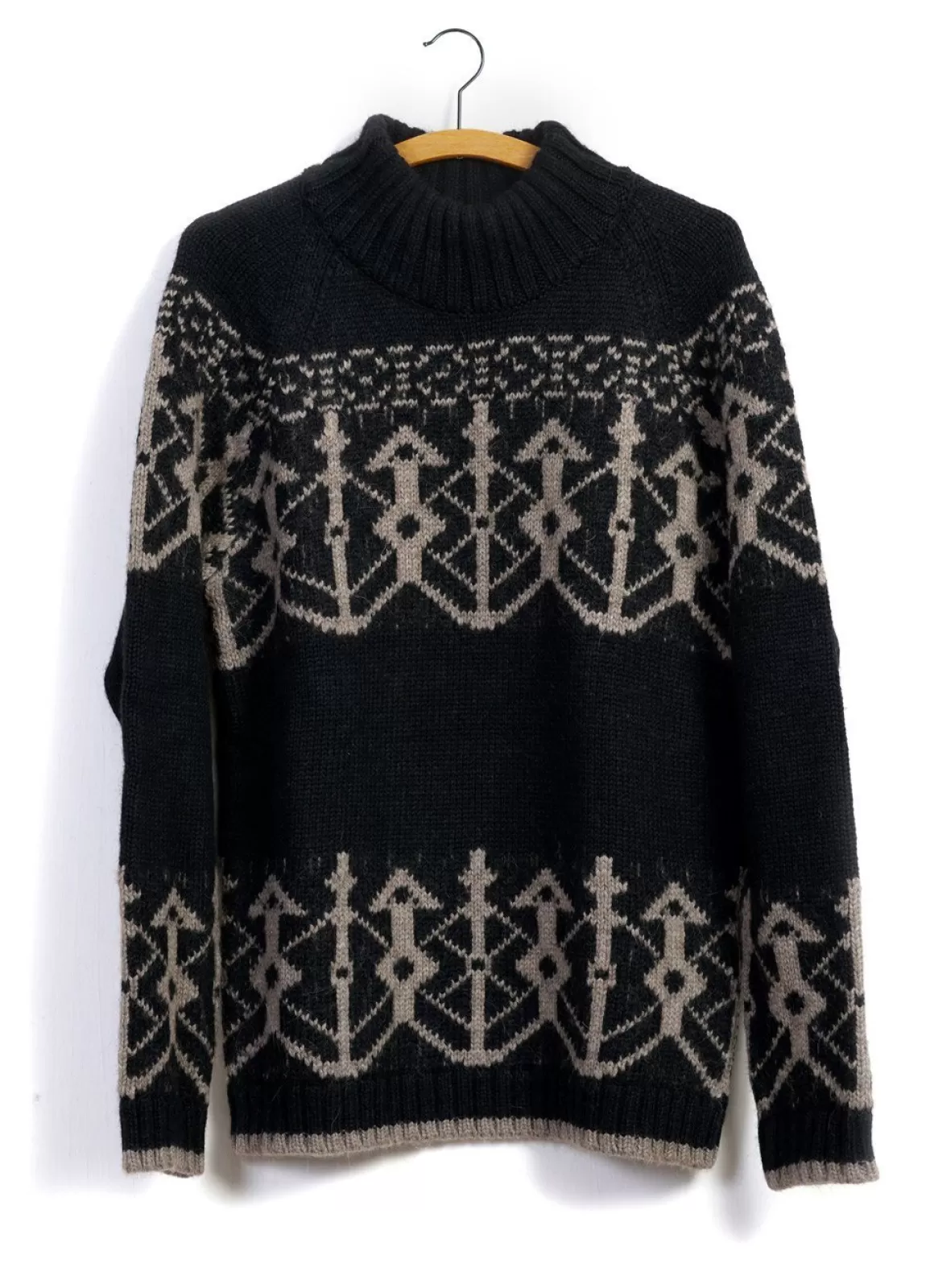 Outlet Normann | Pattern Knit Sweater | Coal/Stone Knitwear