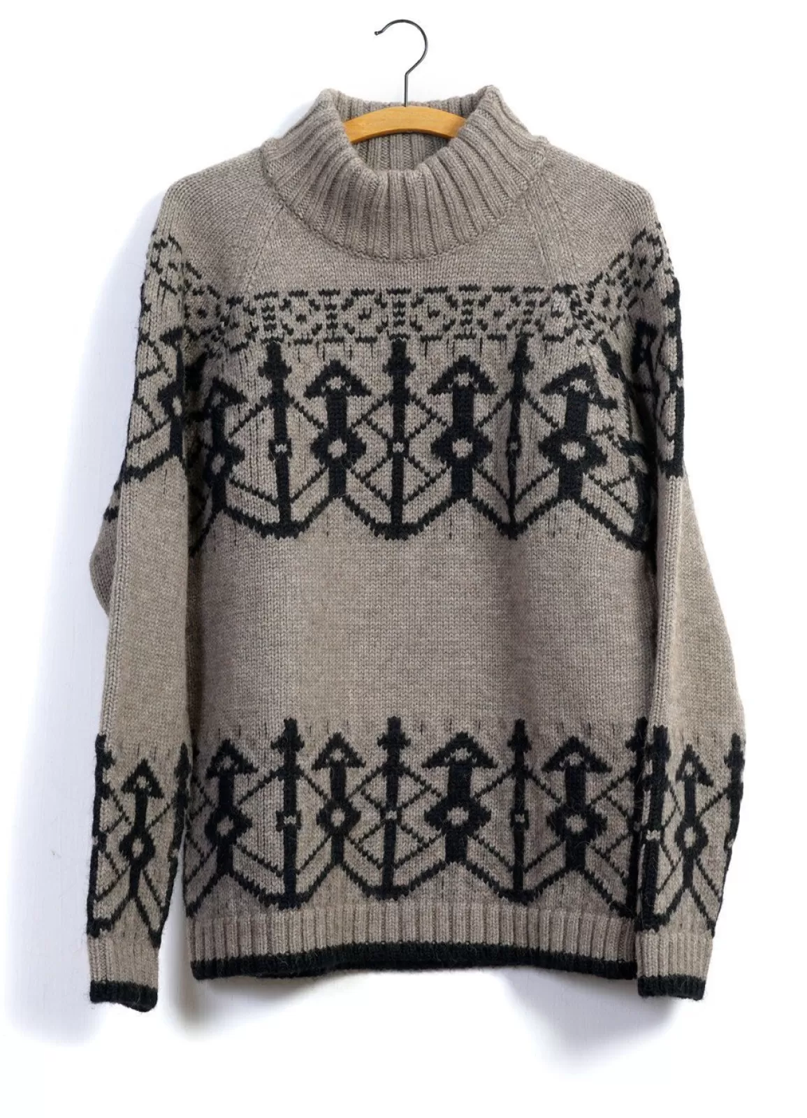 Hot Normann | Pattern Knit Sweater | Stone/Coal Knitwear