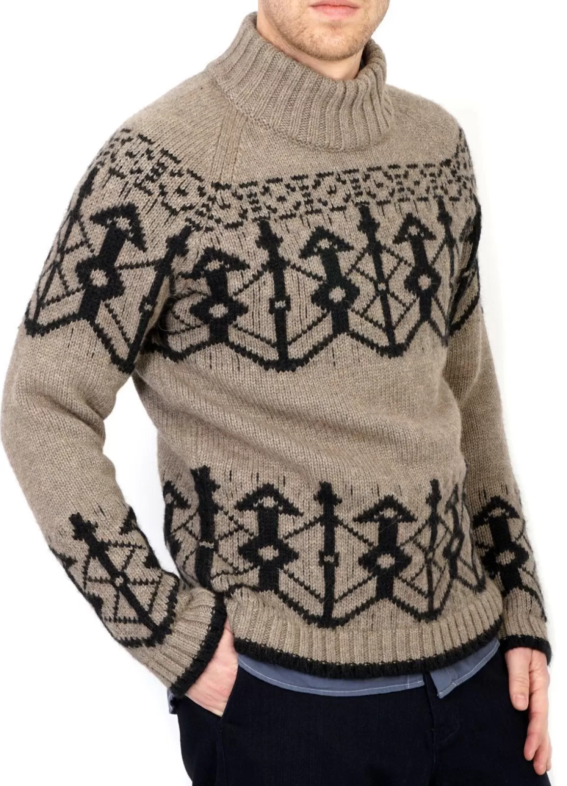 Hot Normann | Pattern Knit Sweater | Stone/Coal Knitwear