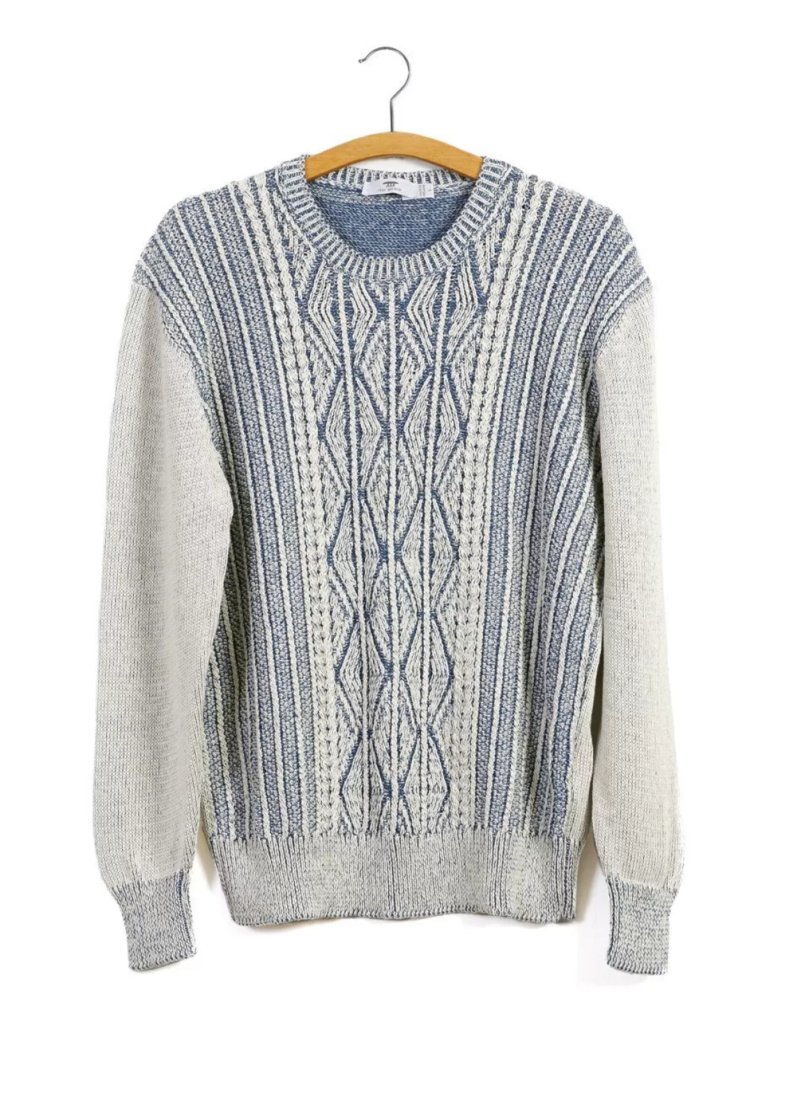 Discount Patented Aran | Cable Knit Sweater | Blue Offwhite Knitwear