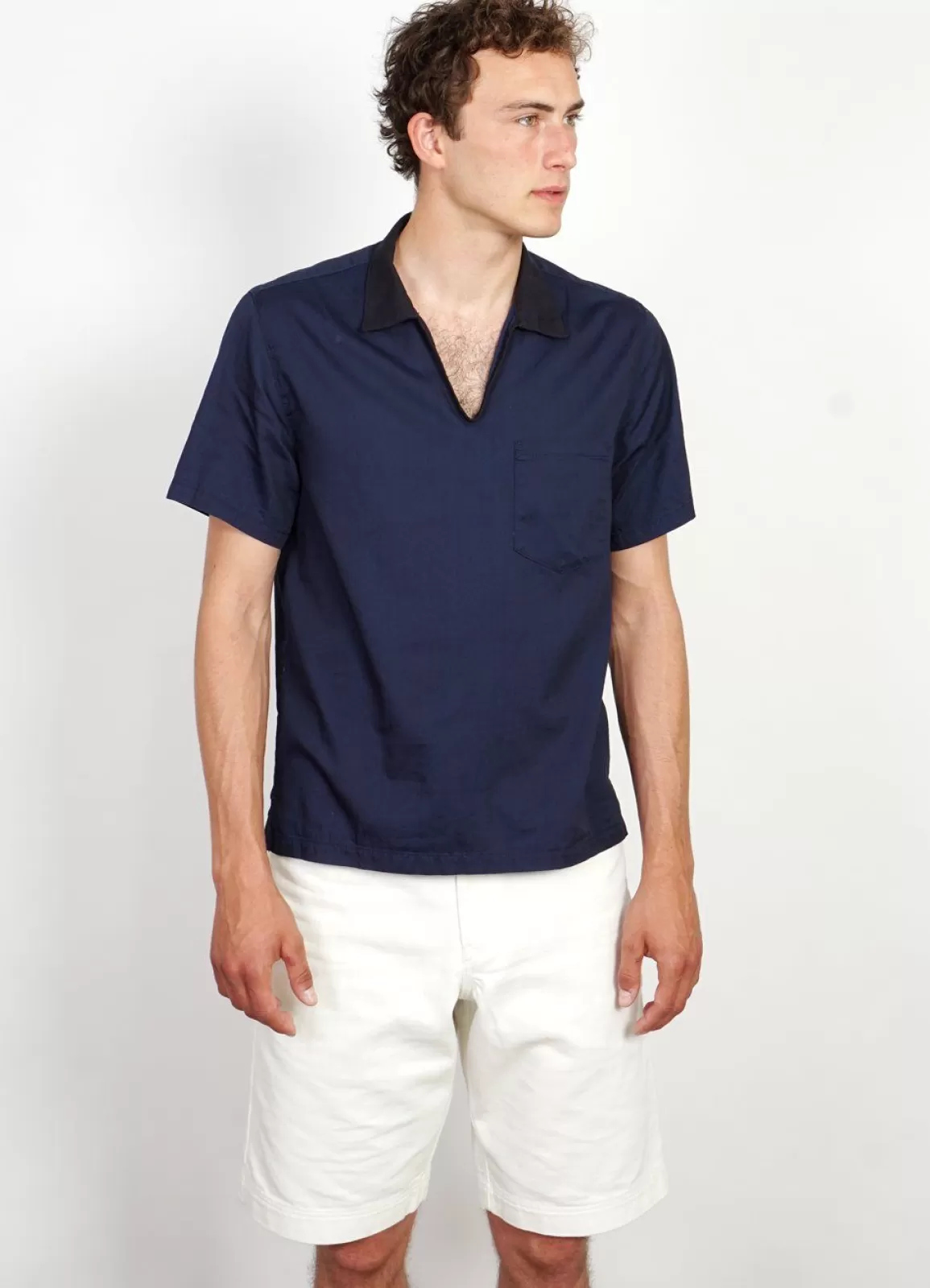 Discount Phillip | Short Sleeve Pull-On Shirt | Indigo Shirts