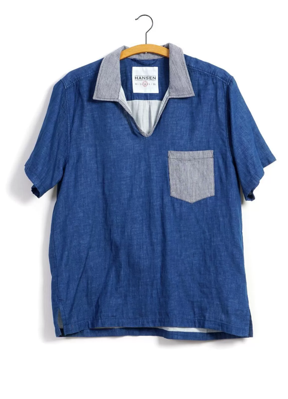 Discount Phillip | Short Sleeve Pull-On Shirt | Indigo/Stripe Shirts