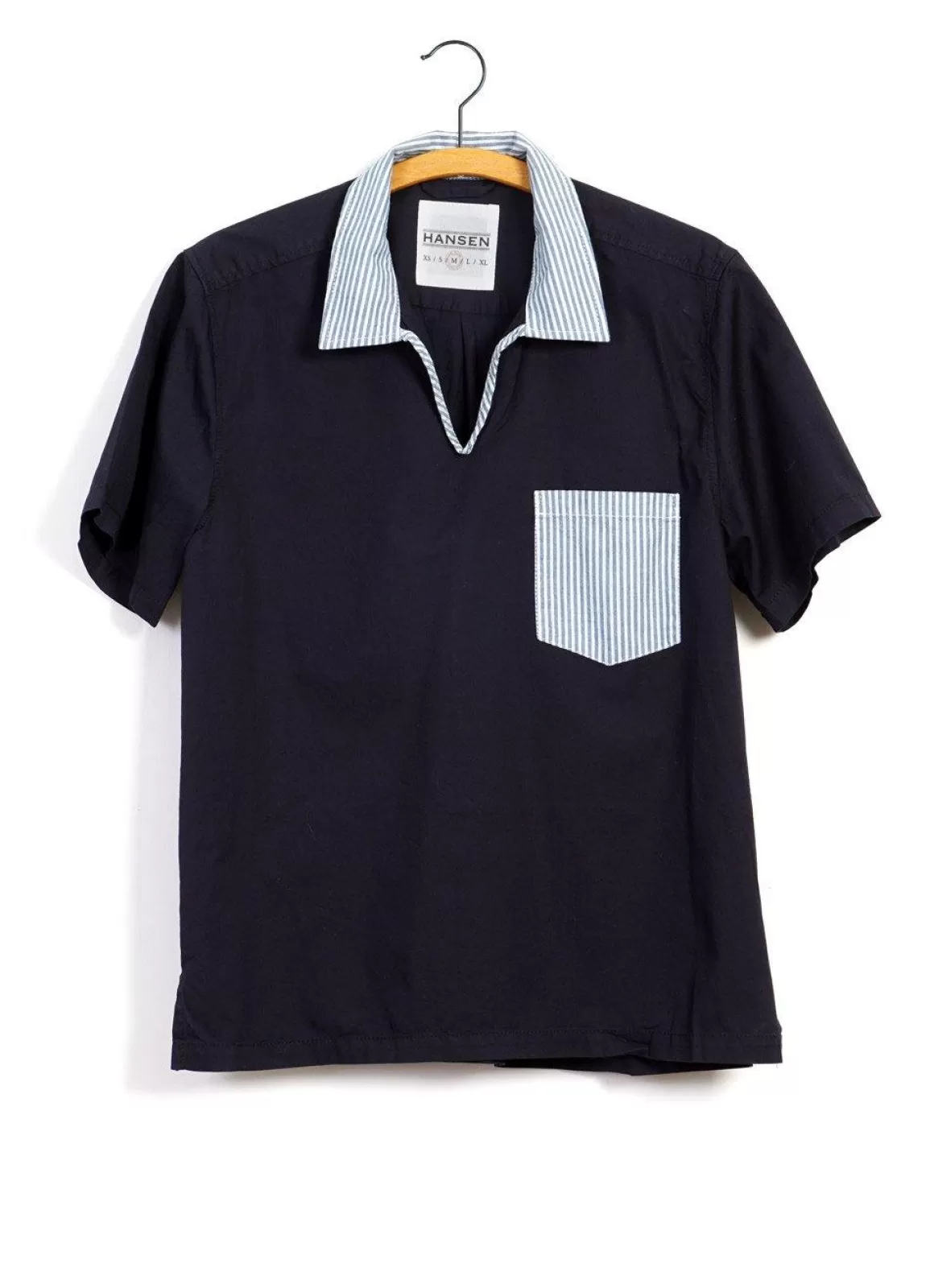 Store Phillip | Short Sleeve Pull-On Shirt | Navy/Stripe Shirts