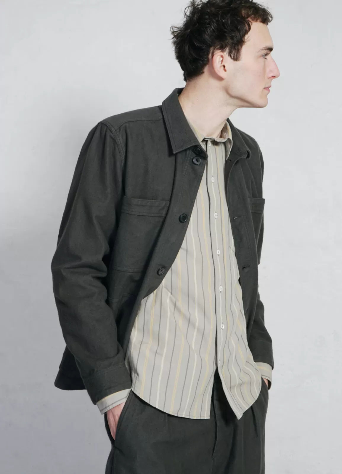 New Raymond | Relaxed Classic Shirt | Khaki Stripes Shirts